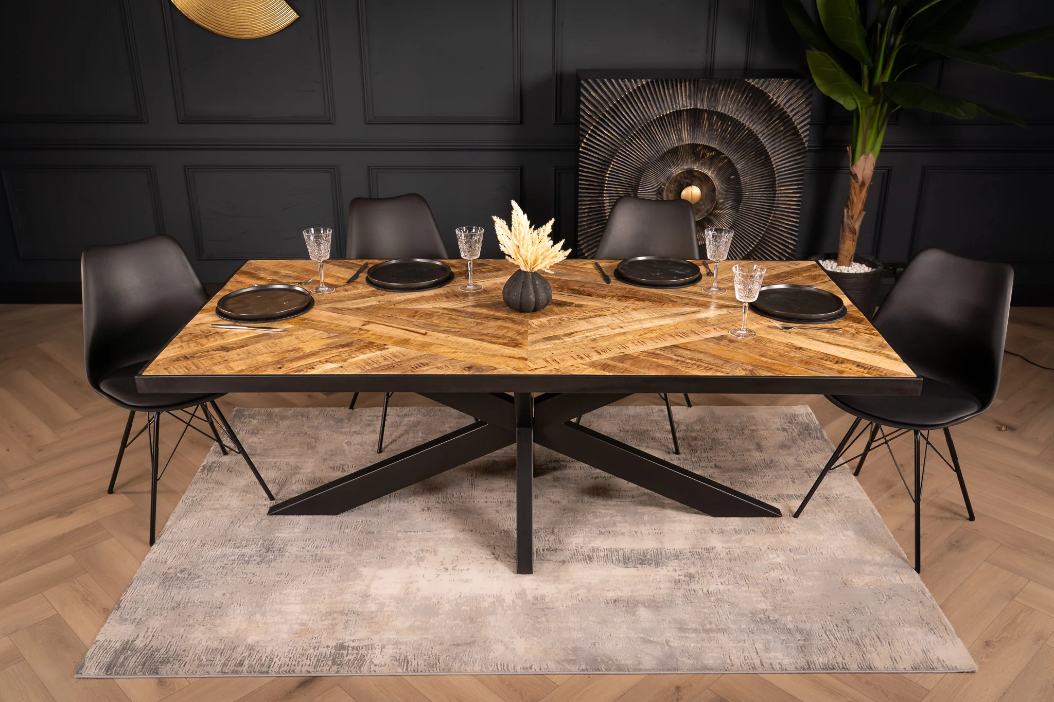 Solid Mango Wood Dining Table 200cm – Laguna Spider Frame - Image 2