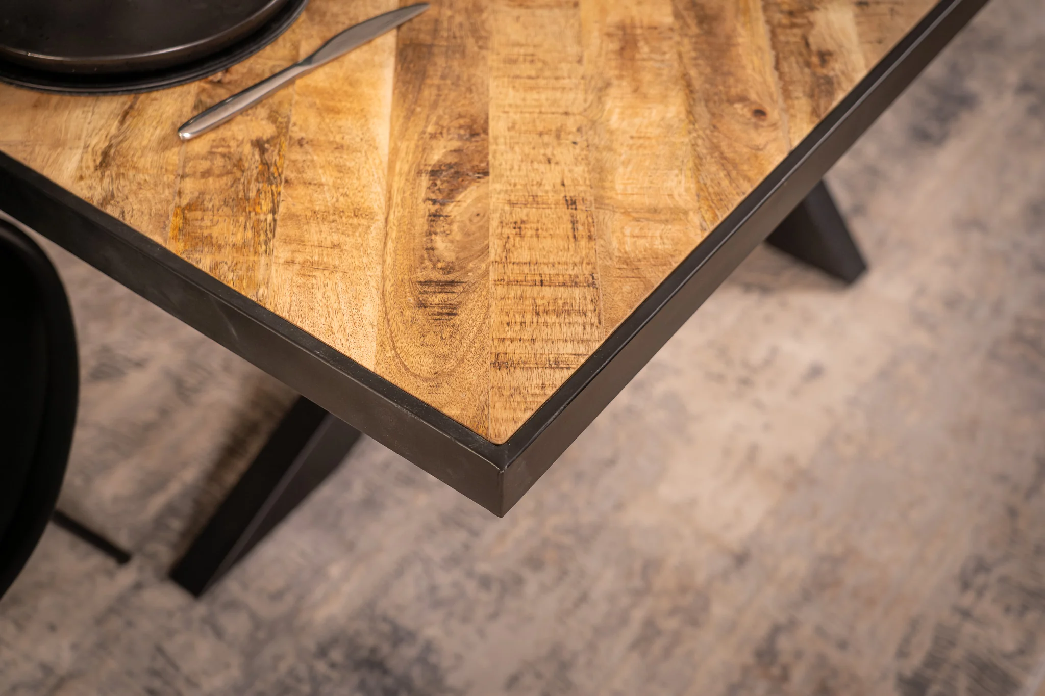 Solid Mango Wood Dining Table 200cm – Laguna Spider Frame - Image 4