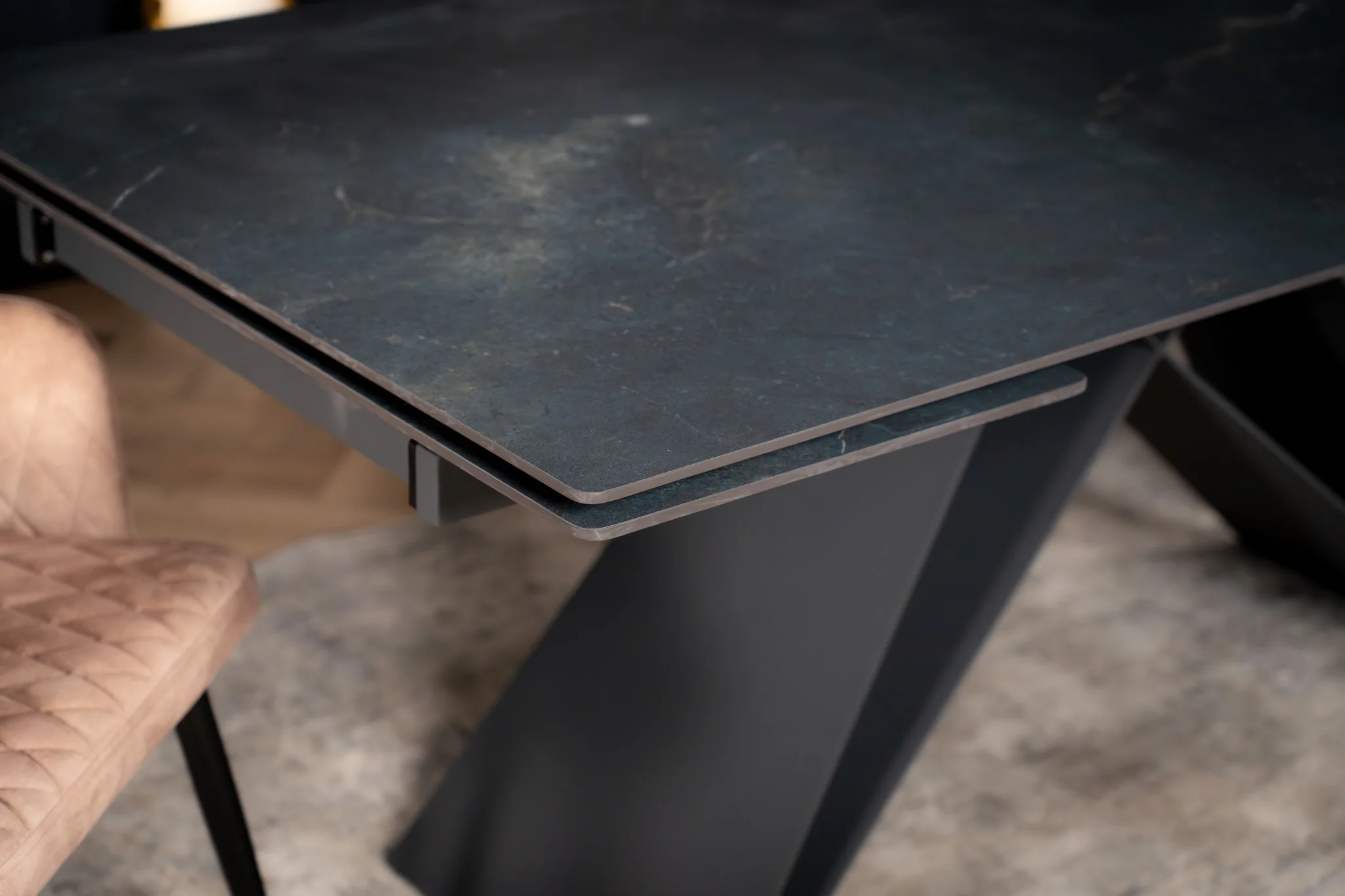 Extendable Sintered Stone Dining Table 180-260cm – Apollo Black Diamond Marble - Image 12