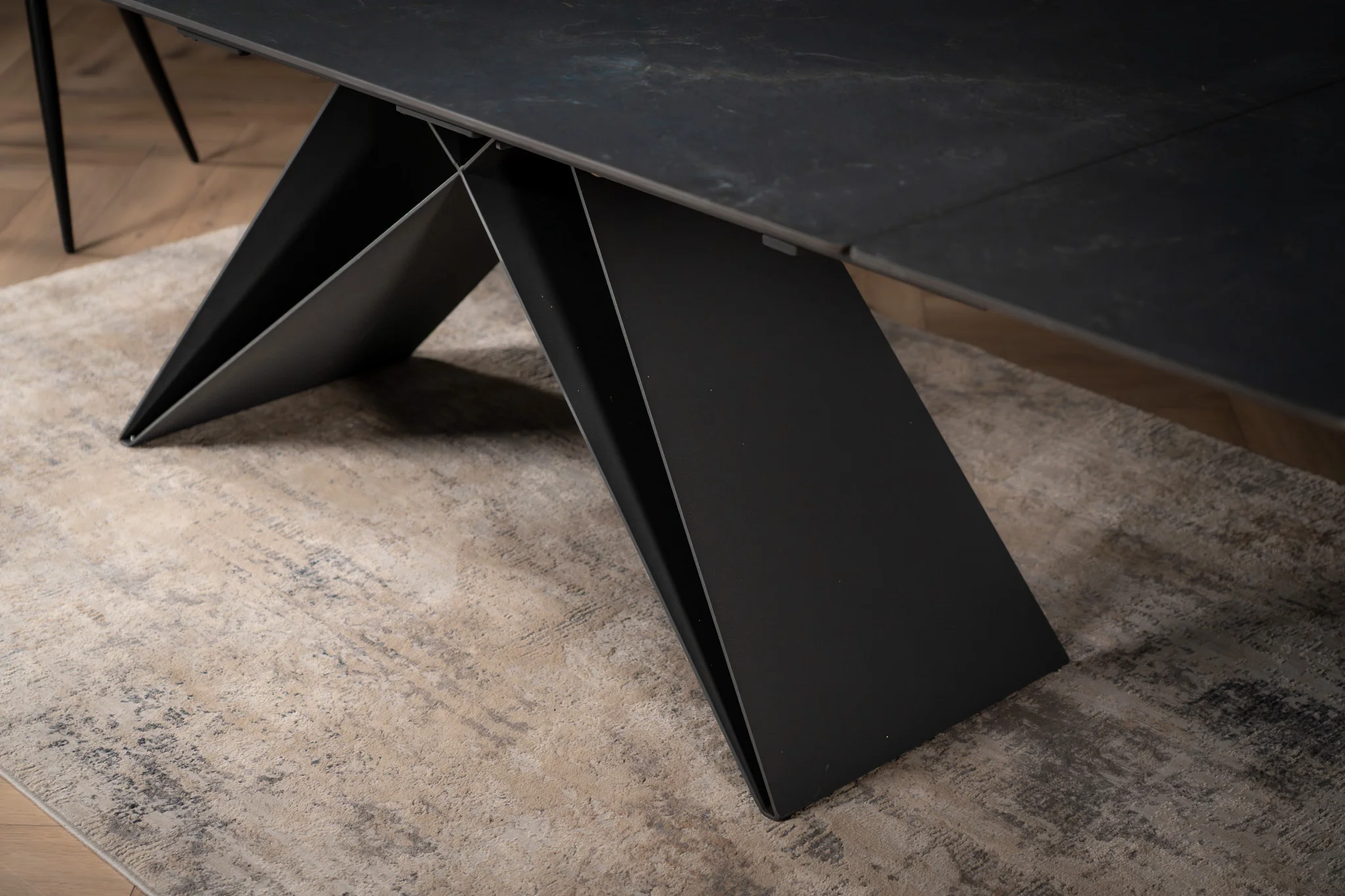 Extendable Sintered Stone Dining Table 180-260cm – Apollo Black Diamond Marble - Image 5