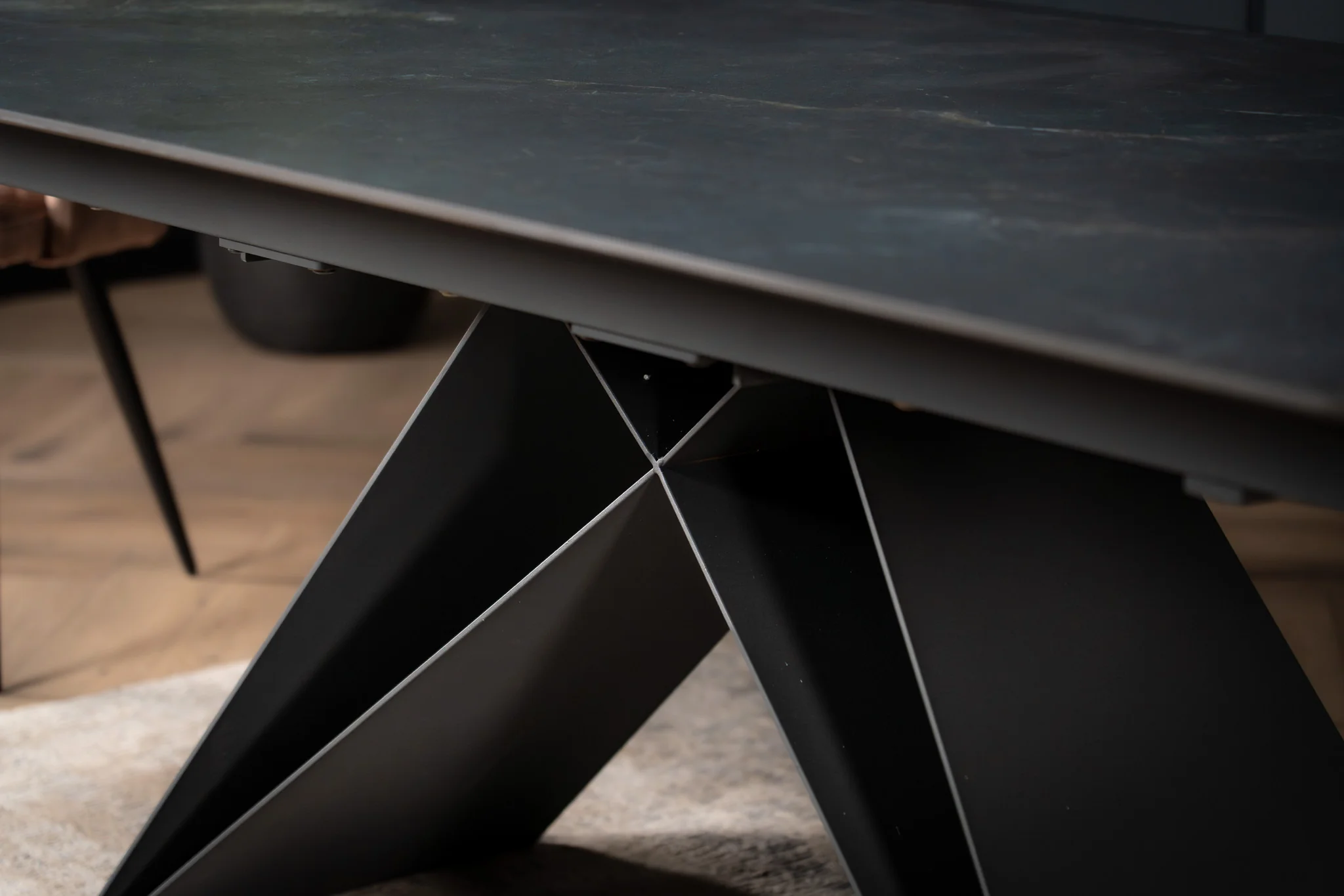 Extendable Sintered Stone Dining Table 180-260cm – Apollo Black Diamond Marble - Image 6