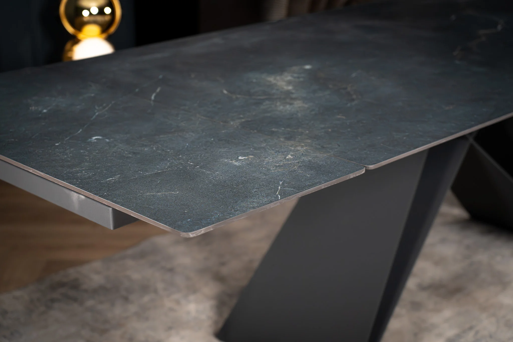 Extendable Sintered Stone Dining Table 180-260cm – Apollo Black Diamond Marble - Image 7