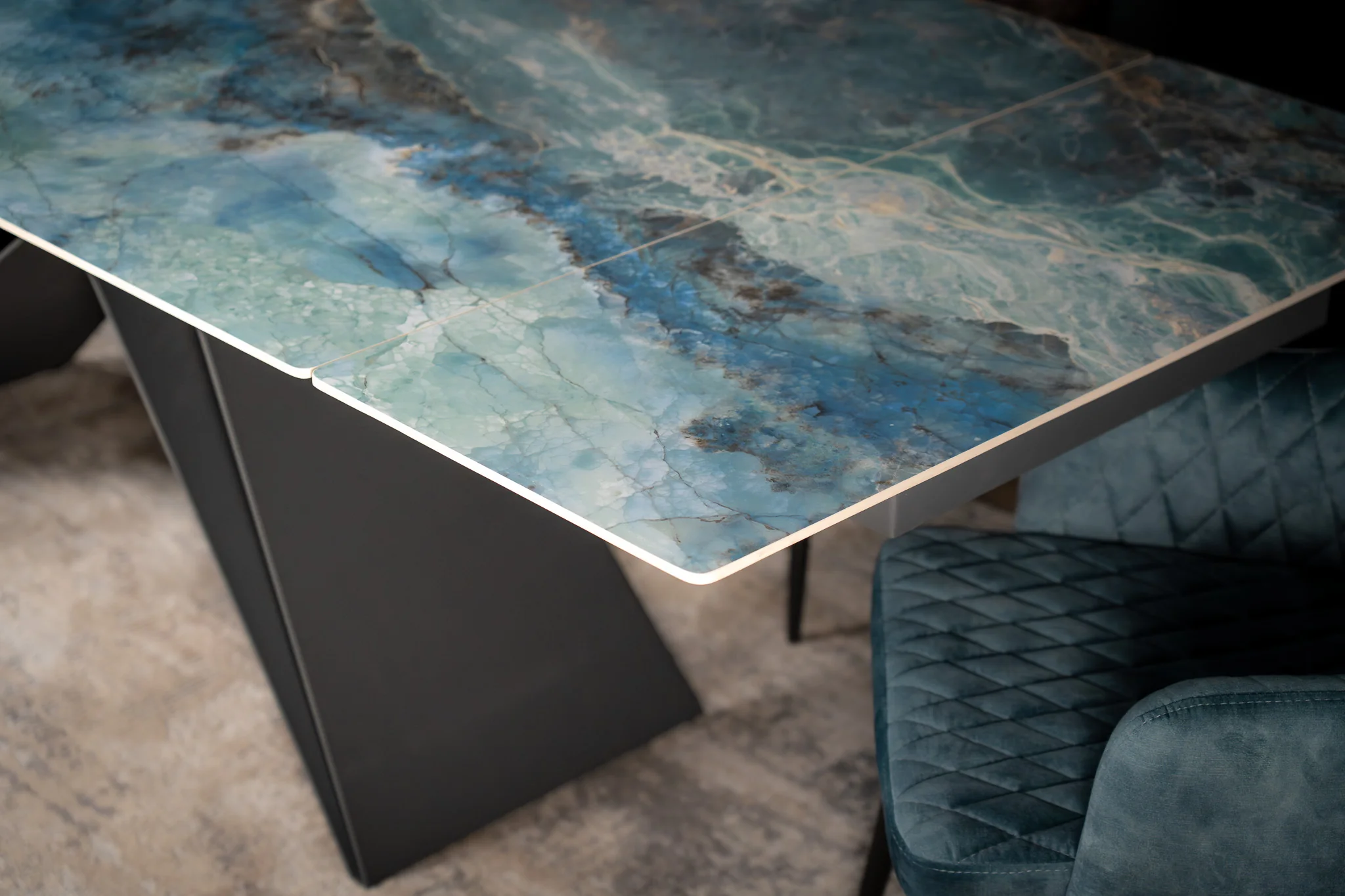 Extendable Sintered Stone Dining Table 180-260cm – Apollo Crystal Blue Marble - Image 4