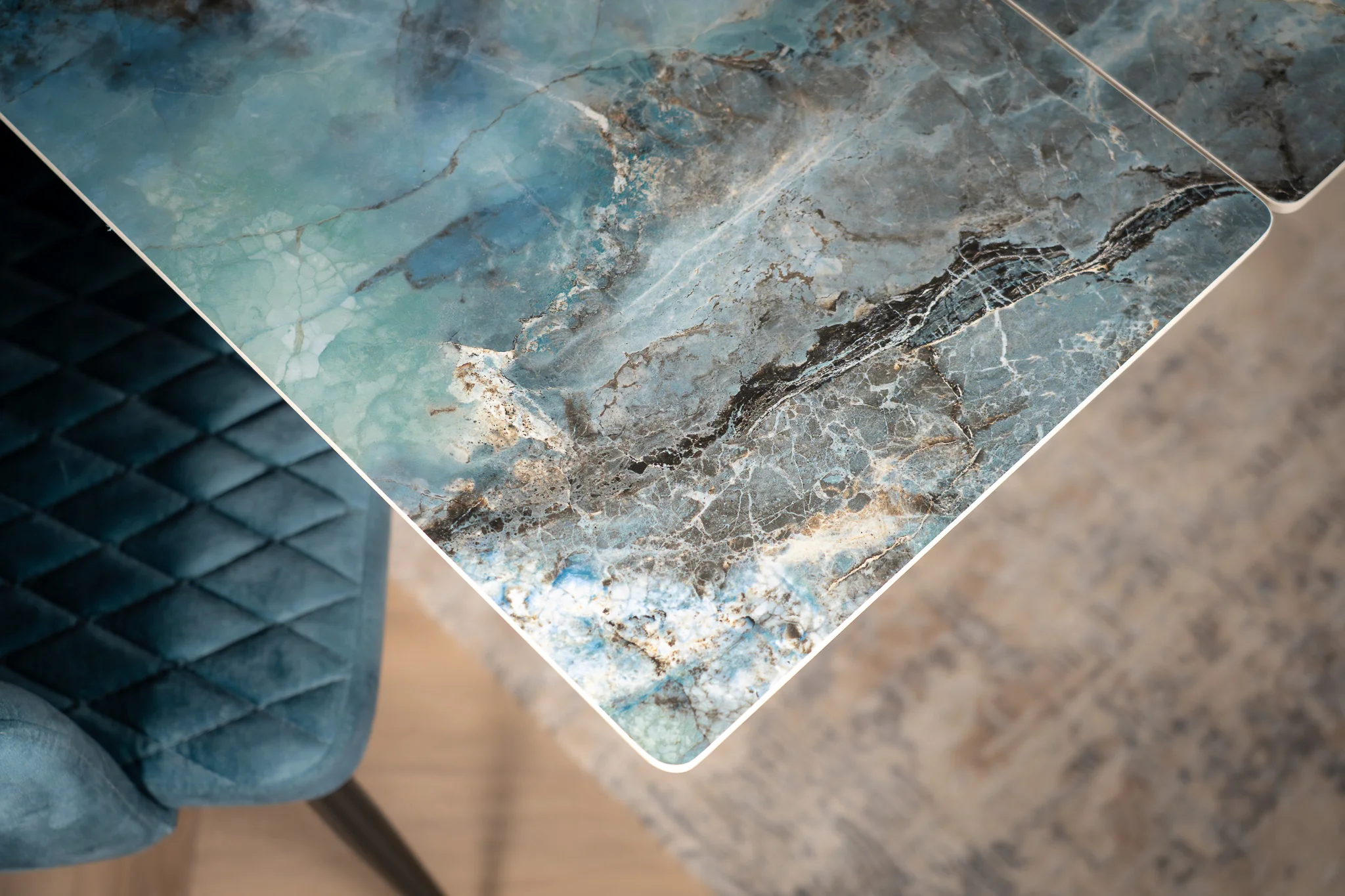 Extendable Sintered Stone Dining Table 180-260cm – Apollo Crystal Blue Marble - Image 6