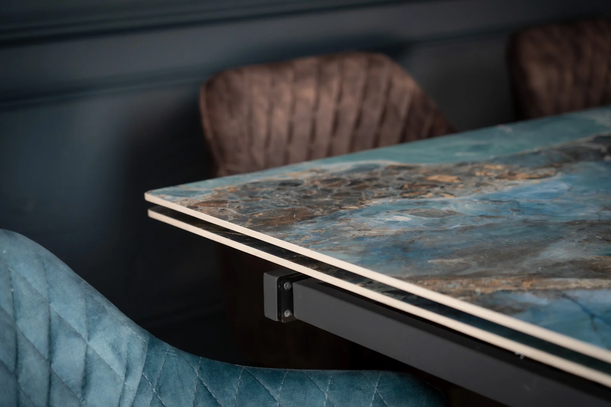 Extendable Sintered Stone Dining Table 180-260cm – Apollo Crystal Blue Marble - Image 8