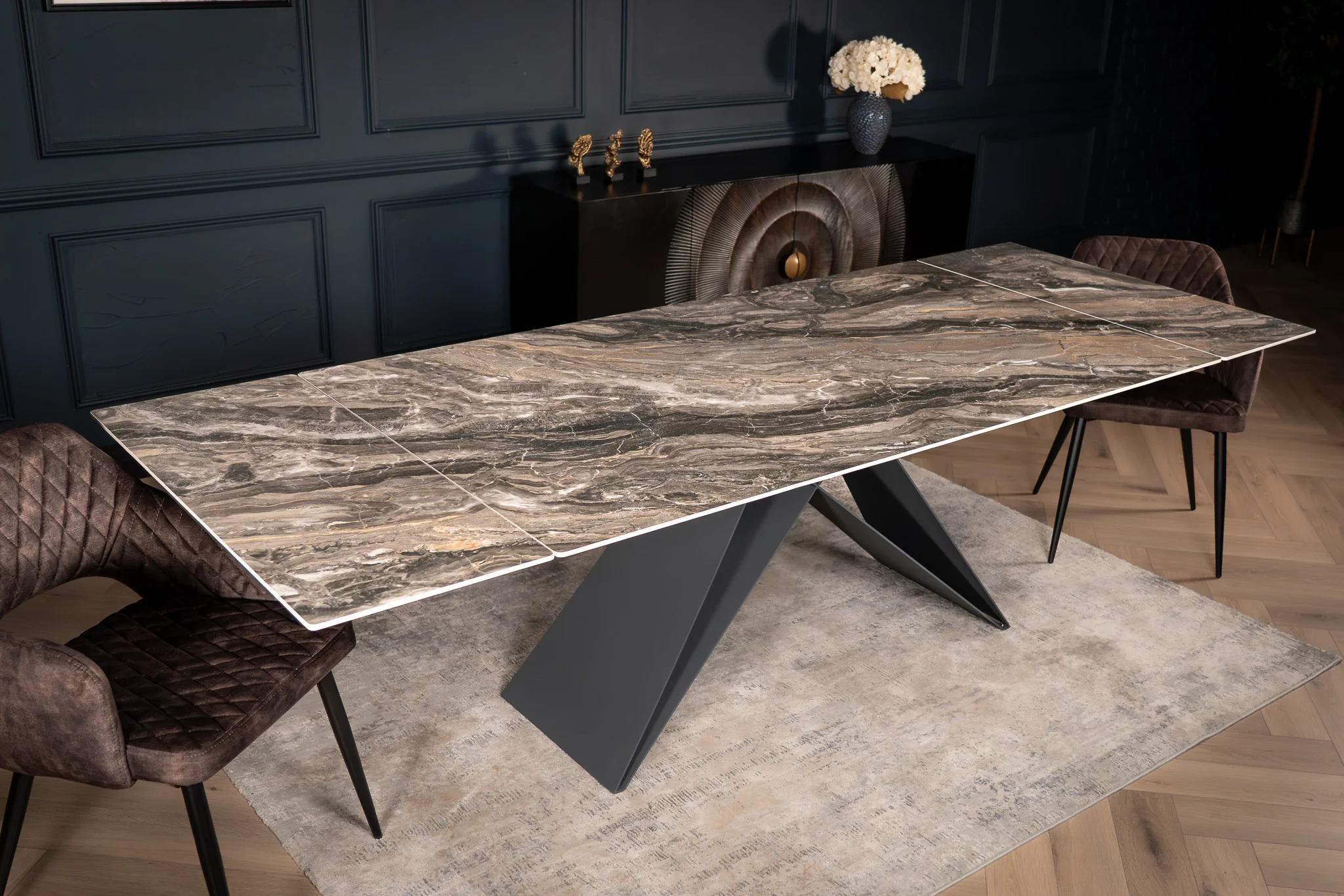 Extendable Sintered Stone Dining Table 180-260cm – Apollo Taupe Marble
