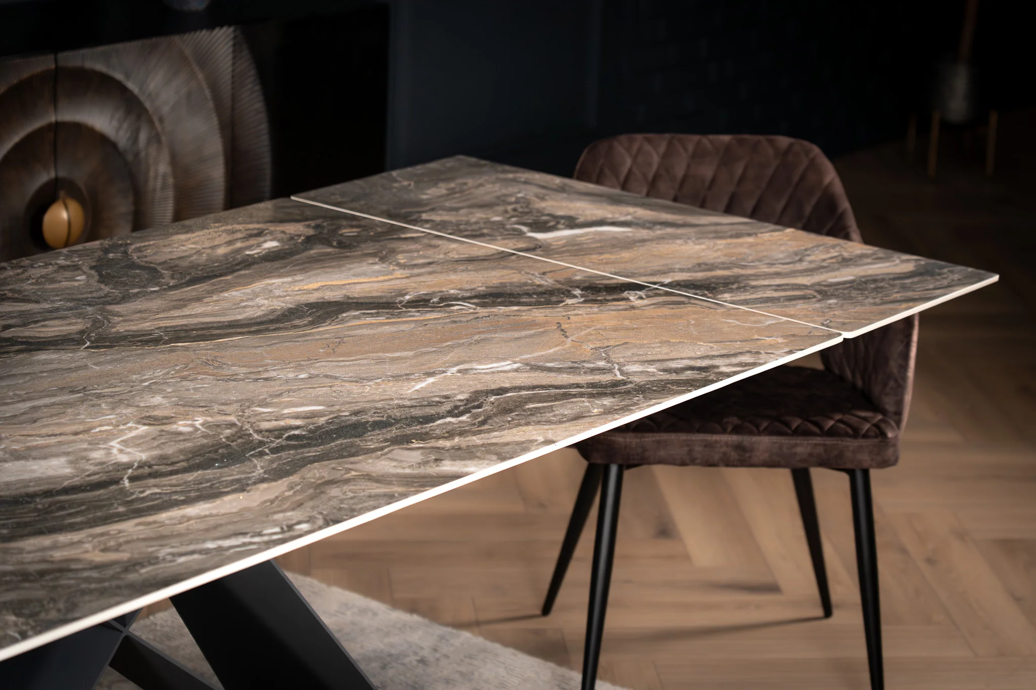 Extendable Sintered Stone Dining Table 180-260cm – Apollo Taupe Marble - Image 3