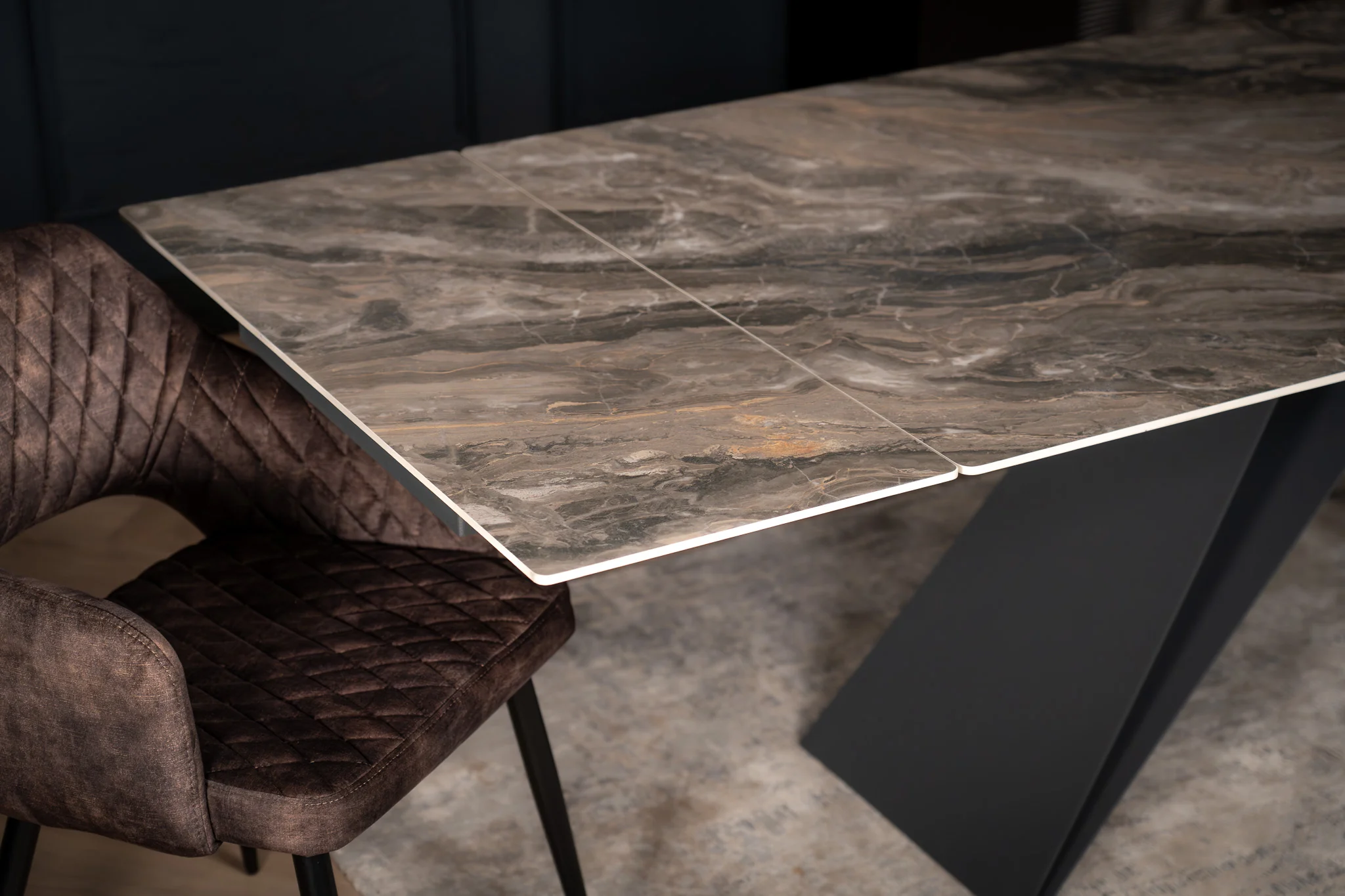 Extendable Sintered Stone Dining Table 180-260cm – Apollo Taupe Marble - Image 4