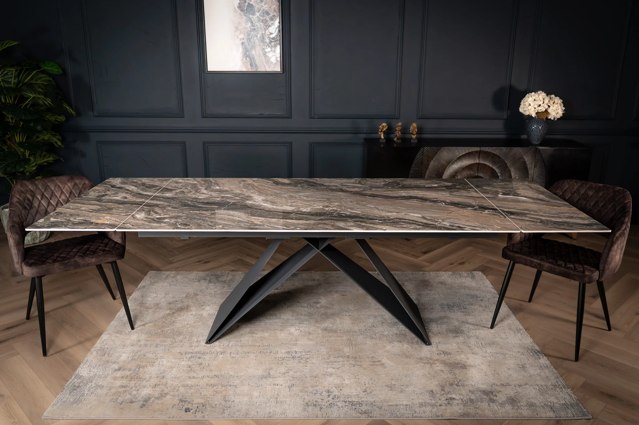 Extendable Sintered Stone Dining Table 180-260cm – Apollo Taupe Marble - Image 5