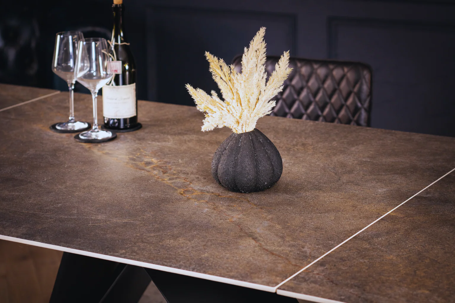Extendable Sintered Stone Dining Table 180-260cm – Apollo Vienna Black Gold - Image 2