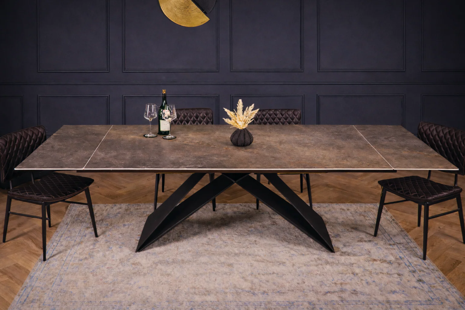 Extendable Sintered Stone Dining Table 180-260cm – Apollo Vienna Black Gold - Image 4