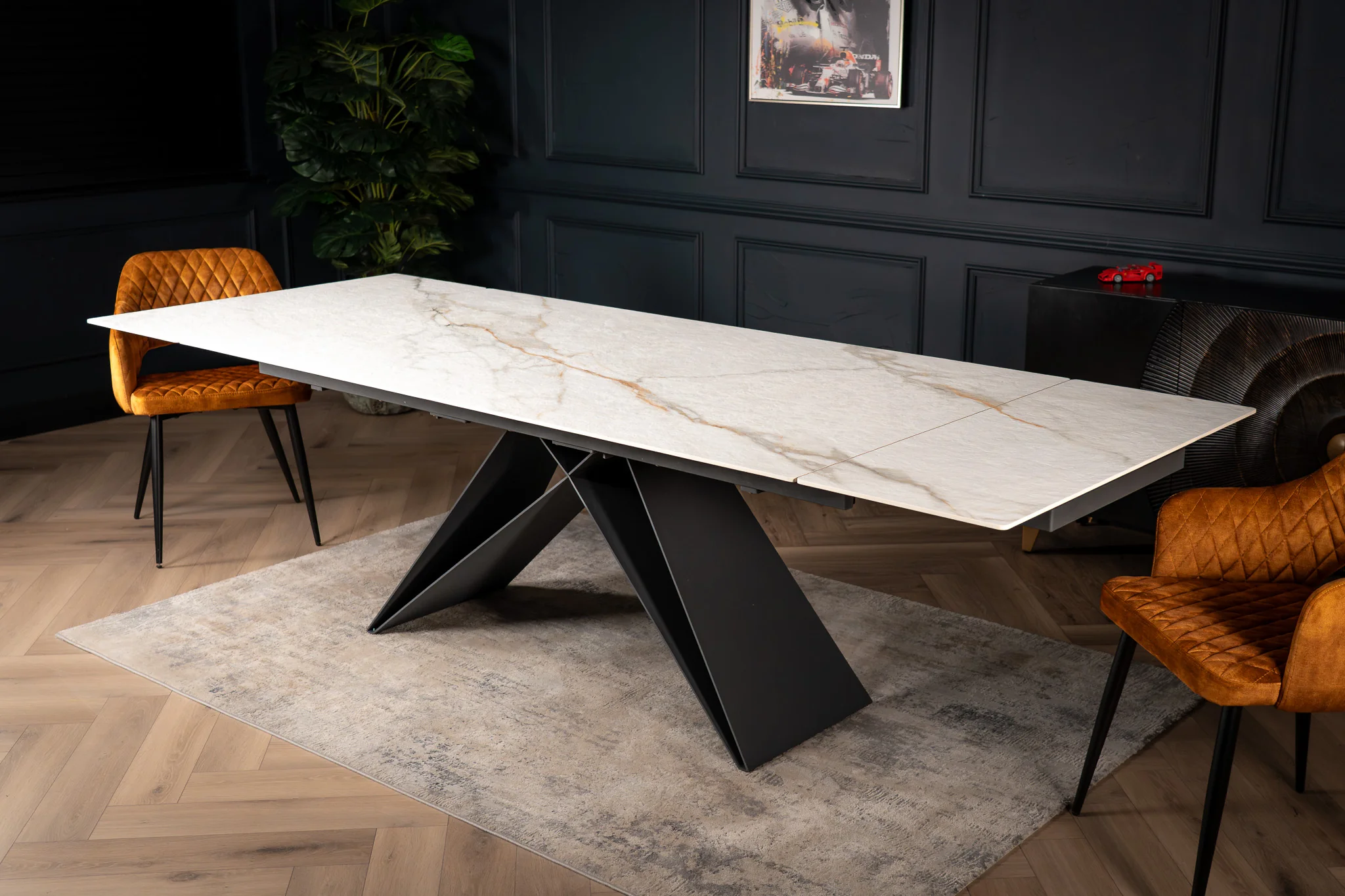 Extendable White Marble Sintered Stone Dining Table 180-260cm – Apollo Textured Finish