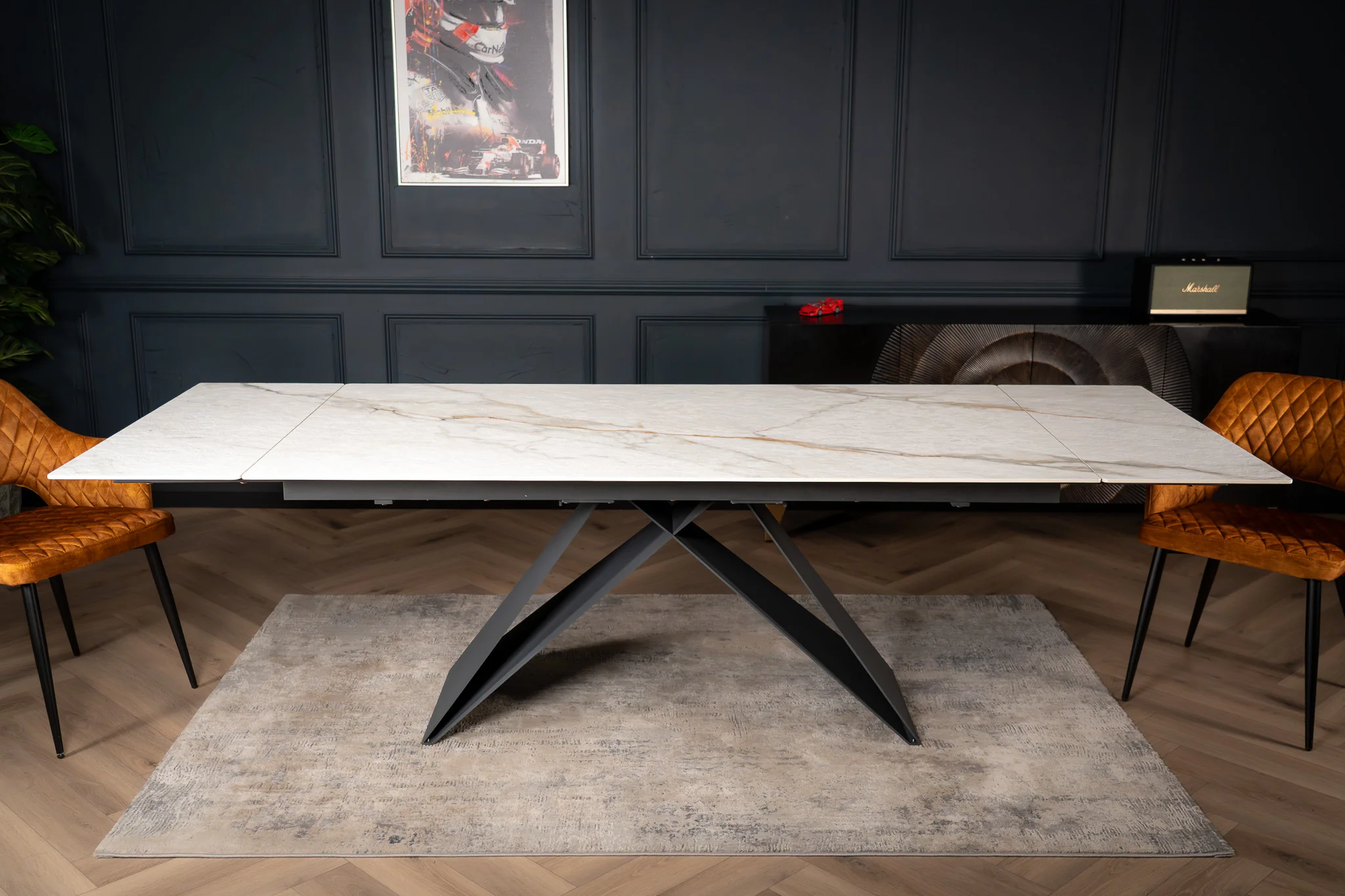 Extendable White Marble Sintered Stone Dining Table 180-260cm – Apollo Textured Finish - Image 3