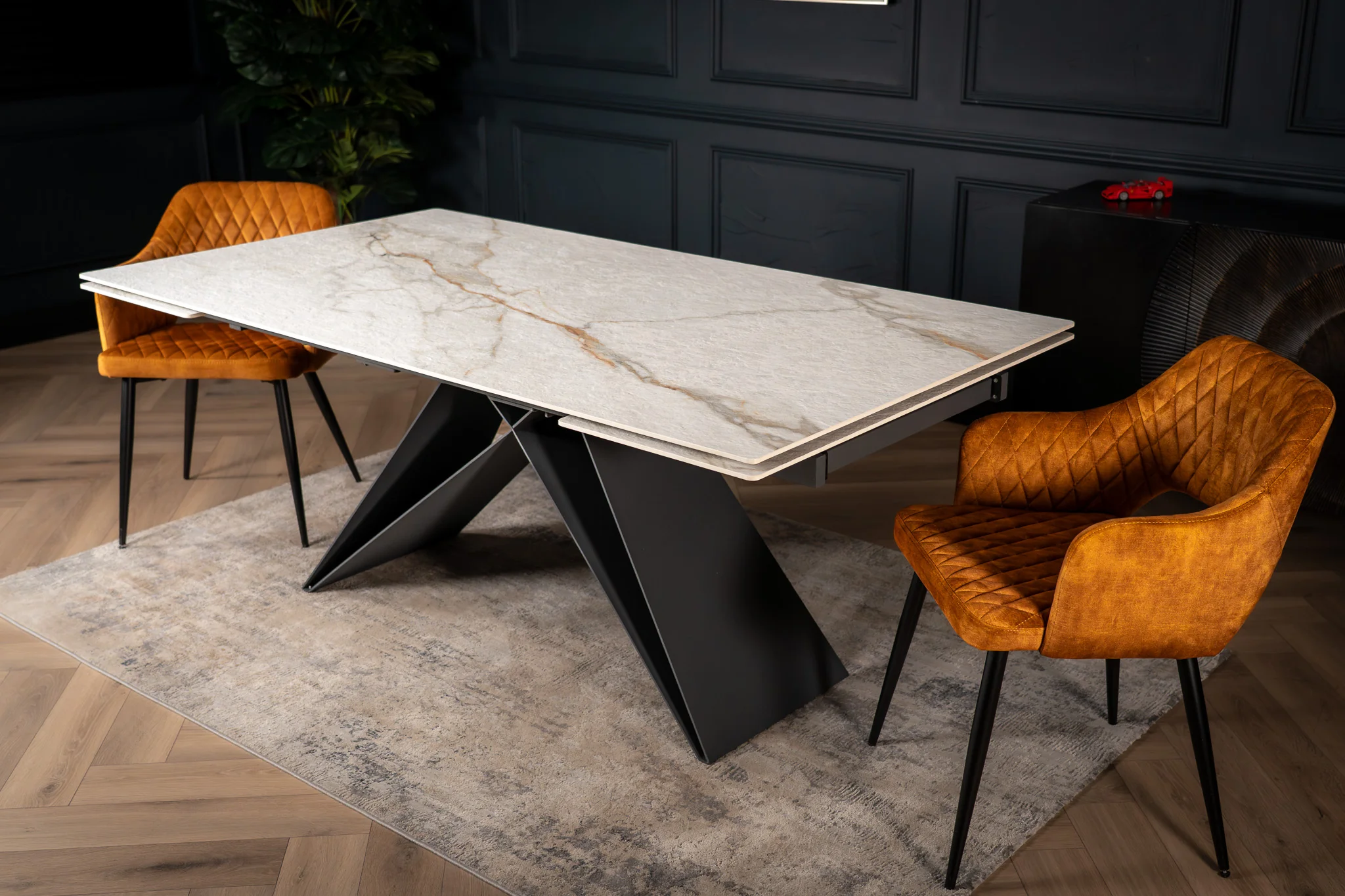 Extendable White Marble Sintered Stone Dining Table 180-260cm – Apollo Textured Finish - Image 7