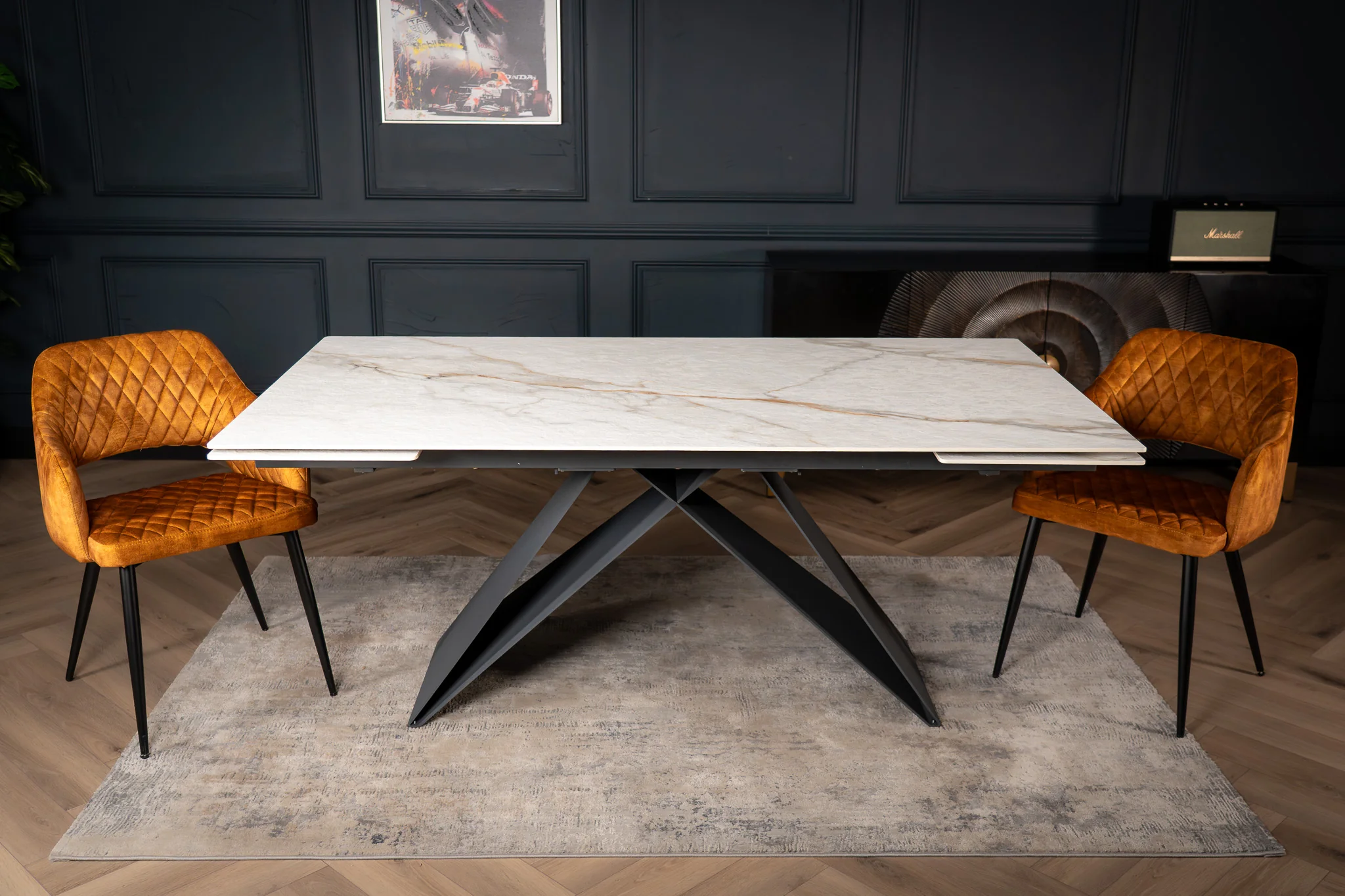 Extendable White Marble Sintered Stone Dining Table 180-260cm – Apollo Textured Finish - Image 8