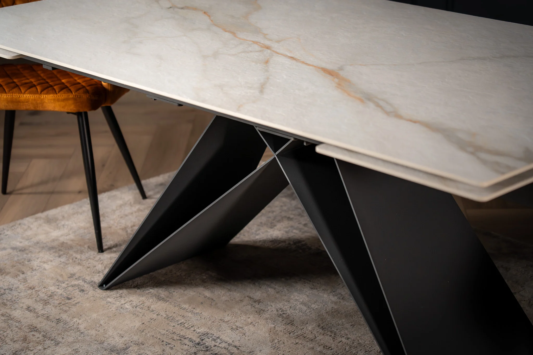 Extendable White Marble Sintered Stone Dining Table 180-260cm – Apollo Textured Finish - Image 9