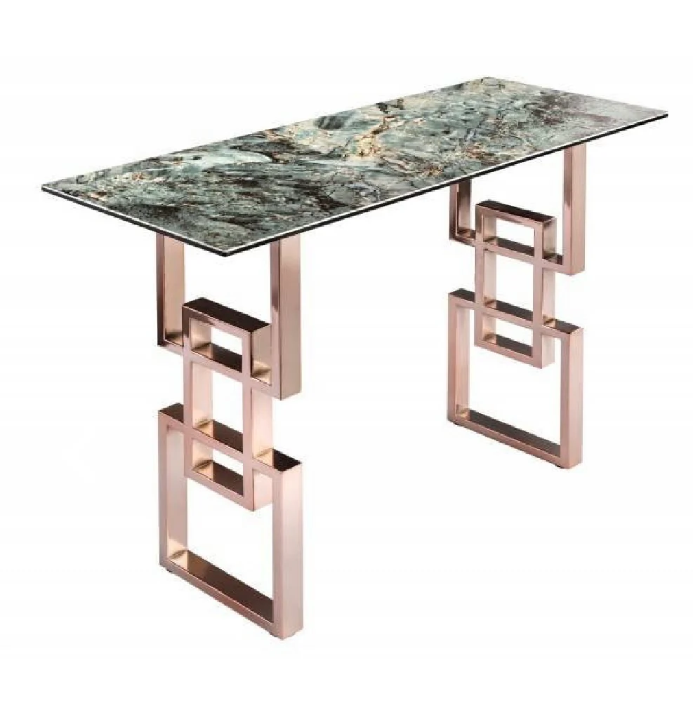 Atlantis Design Console Table Ceramic in Turquoise Marble Look 100 cm - Image 4