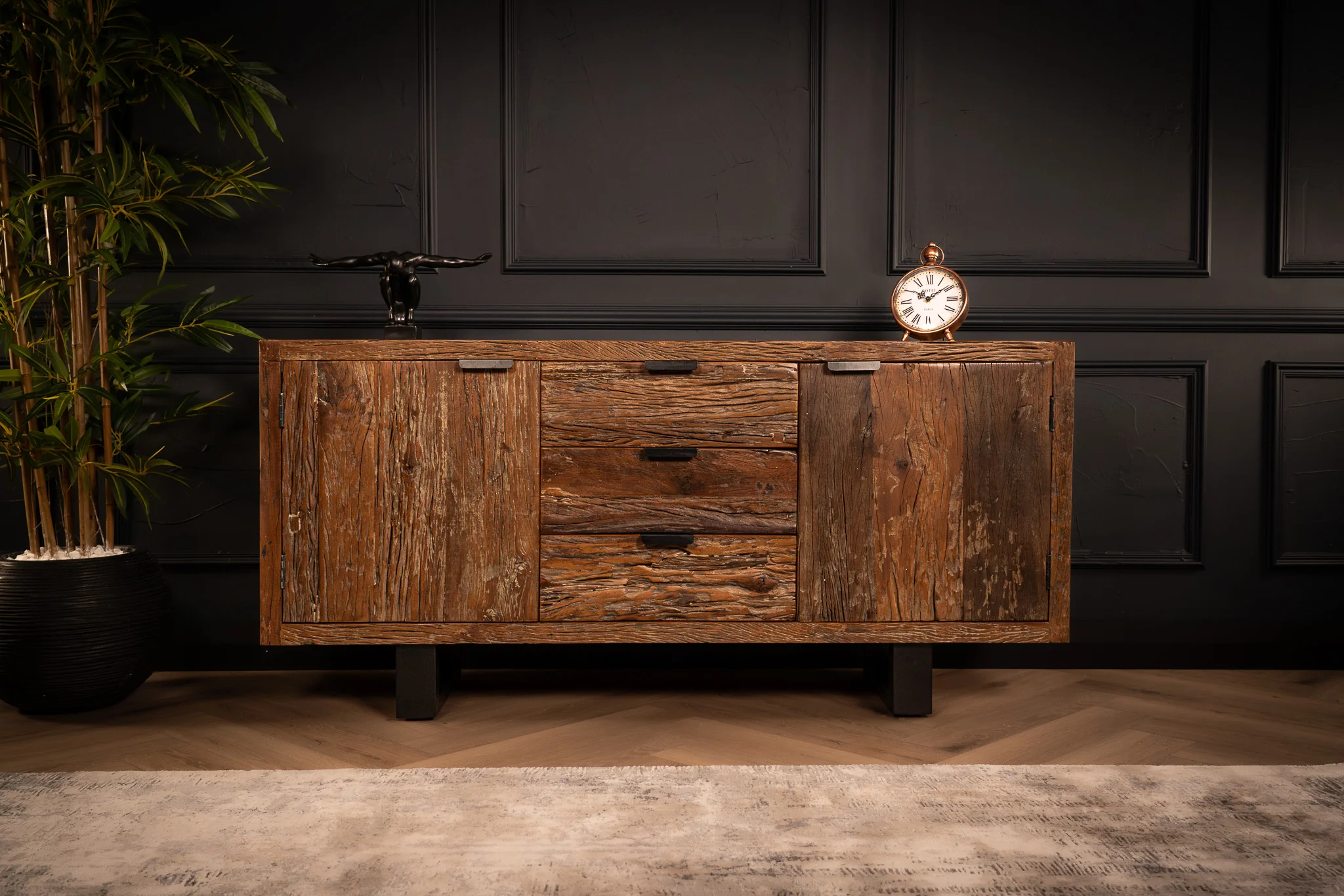 Recycled Wood Sideboard with Black Metal Legs 160 cm – Forest - Image 3