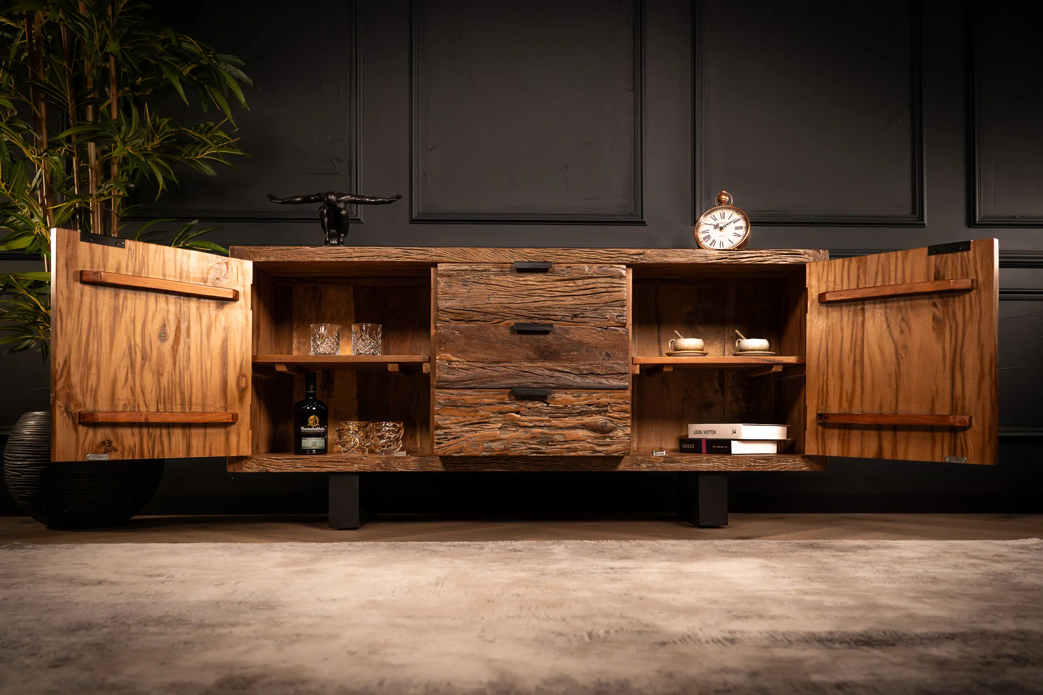 Recycled Wood Sideboard with Black Metal Legs 160 cm – Forest - Image 4