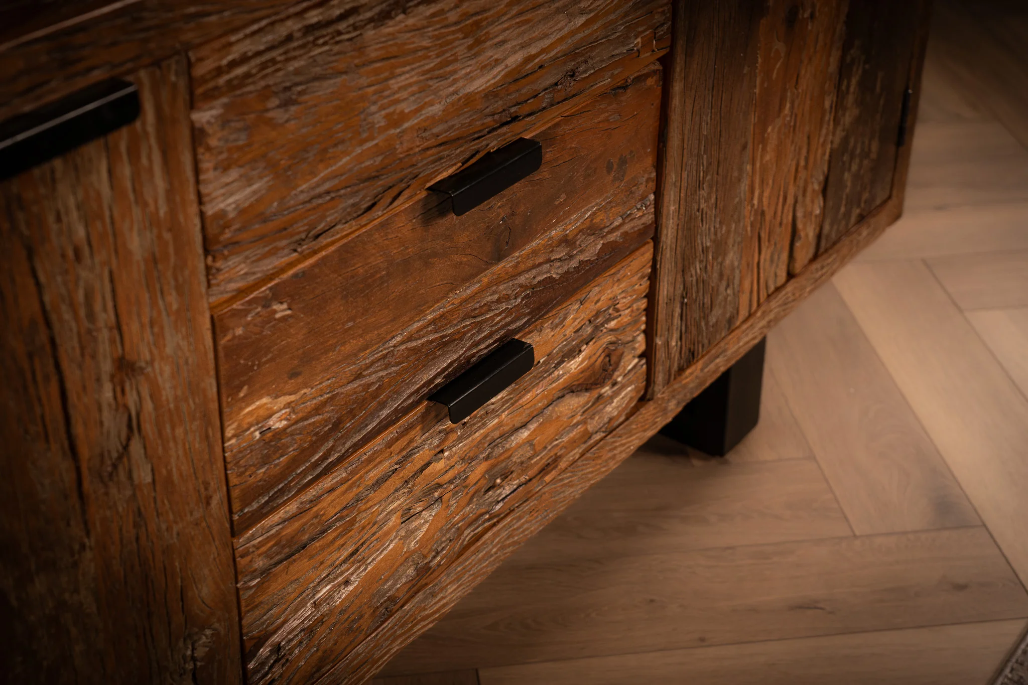 Recycled Wood Sideboard with Black Metal Legs 160 cm – Forest - Image 6