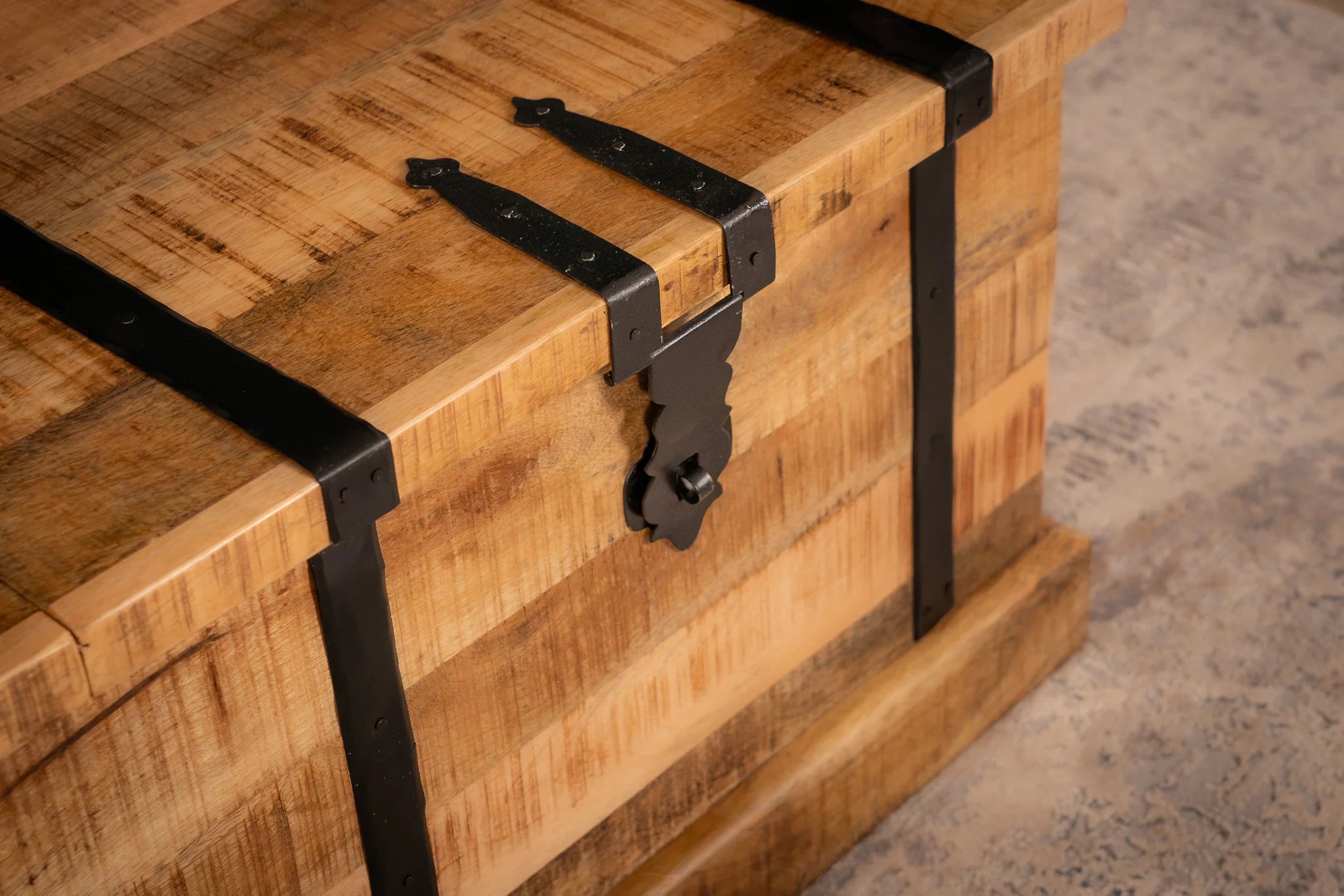 Solid Mango Wood Coffee Table with Wine Storage 100 cm – Cellar - Image 8