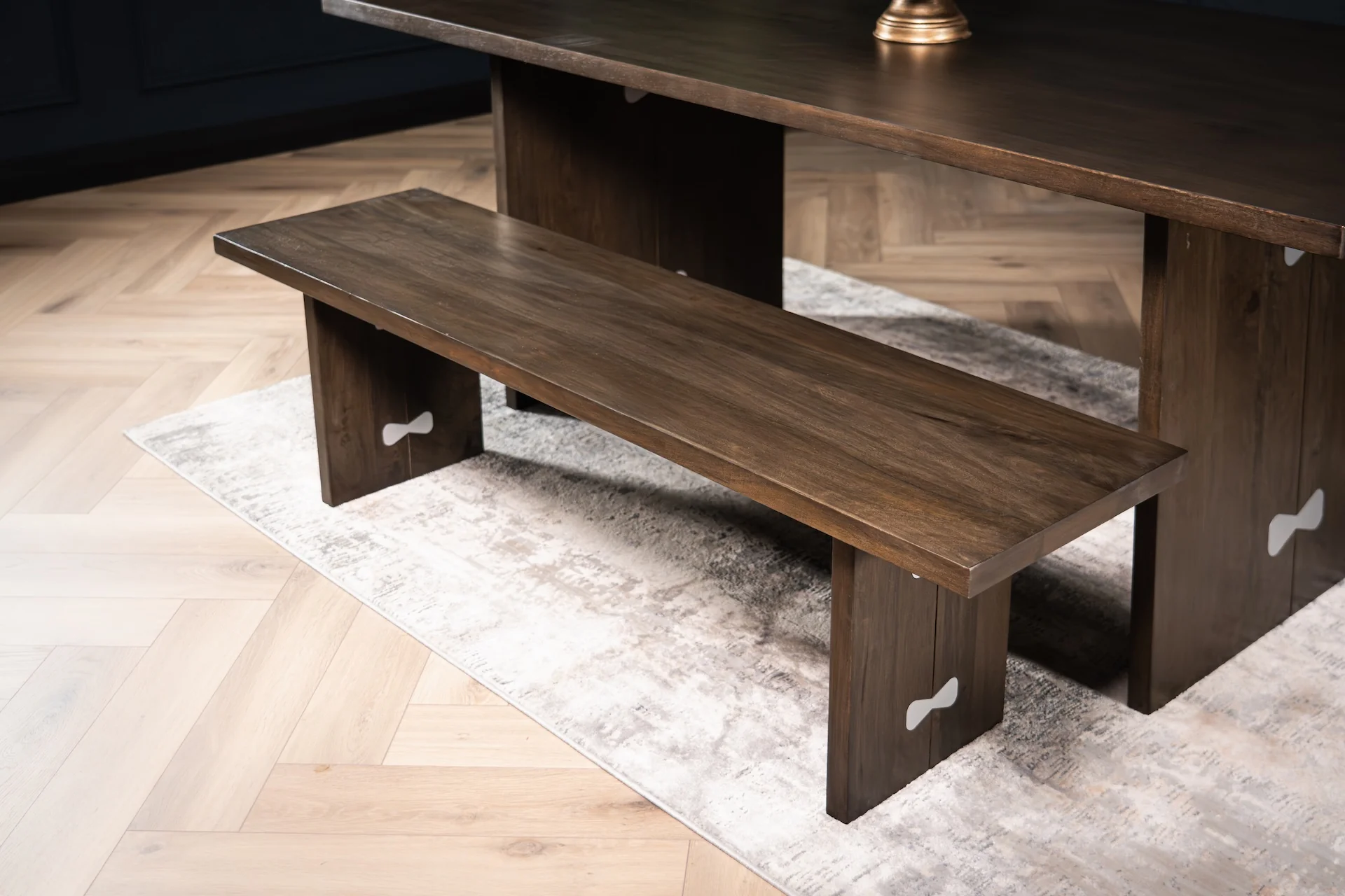 Solid Mango Wood Dining Bench Grey Brown 160 cm – Butterfly - Image 3