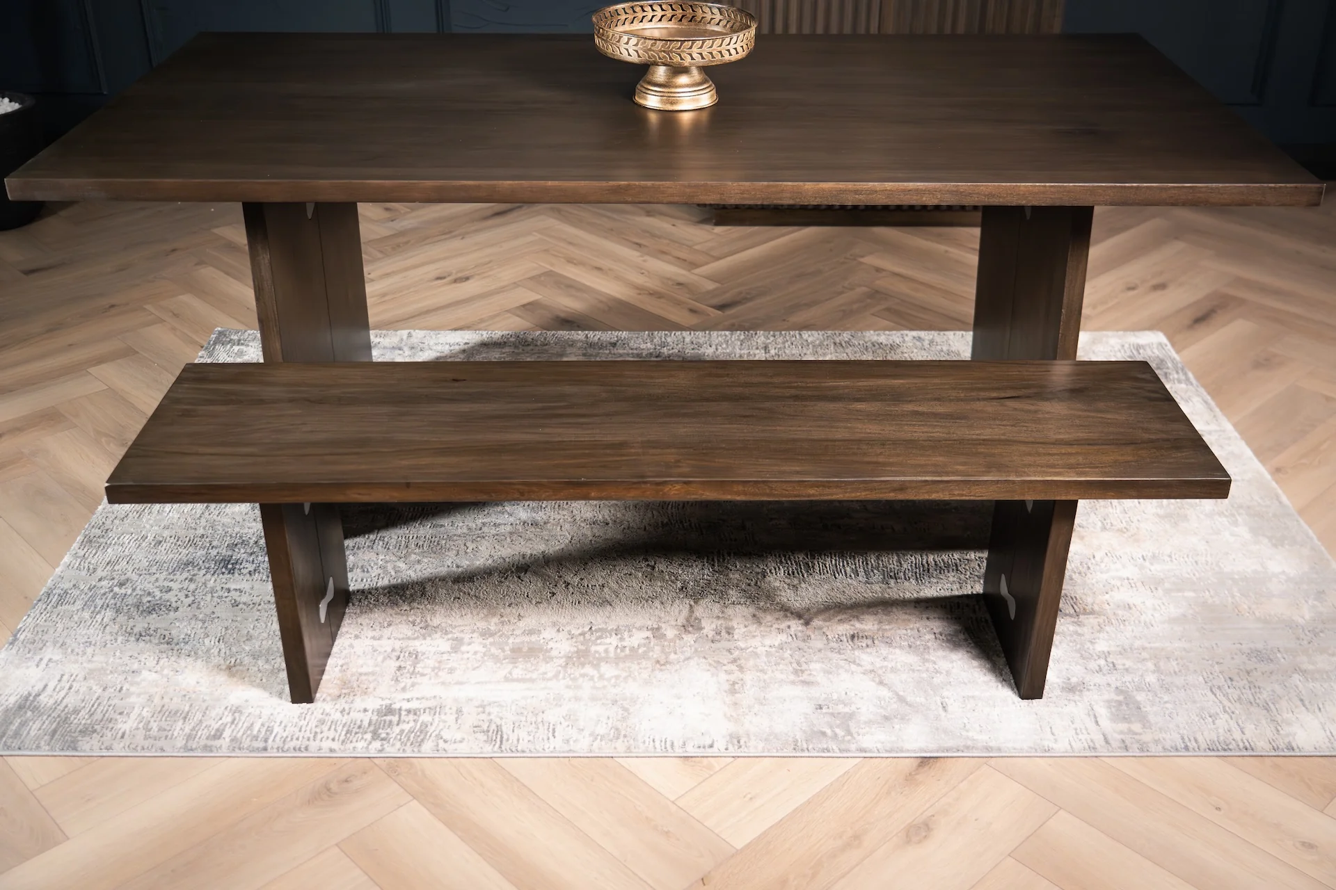 Solid Mango Wood Dining Bench Grey Brown 160 cm – Butterfly - Image 4
