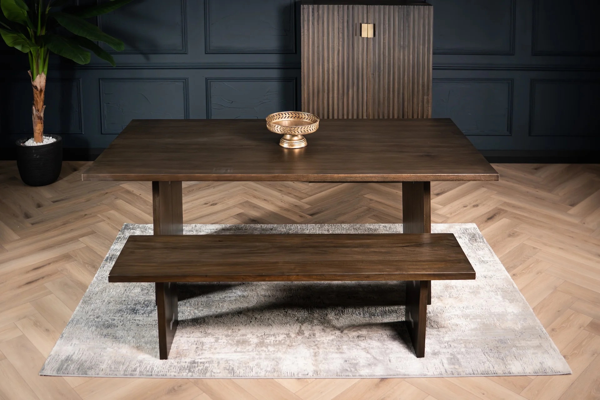 Solid Mango Wood Dining Bench Grey Brown 160 cm – Butterfly - Image 7