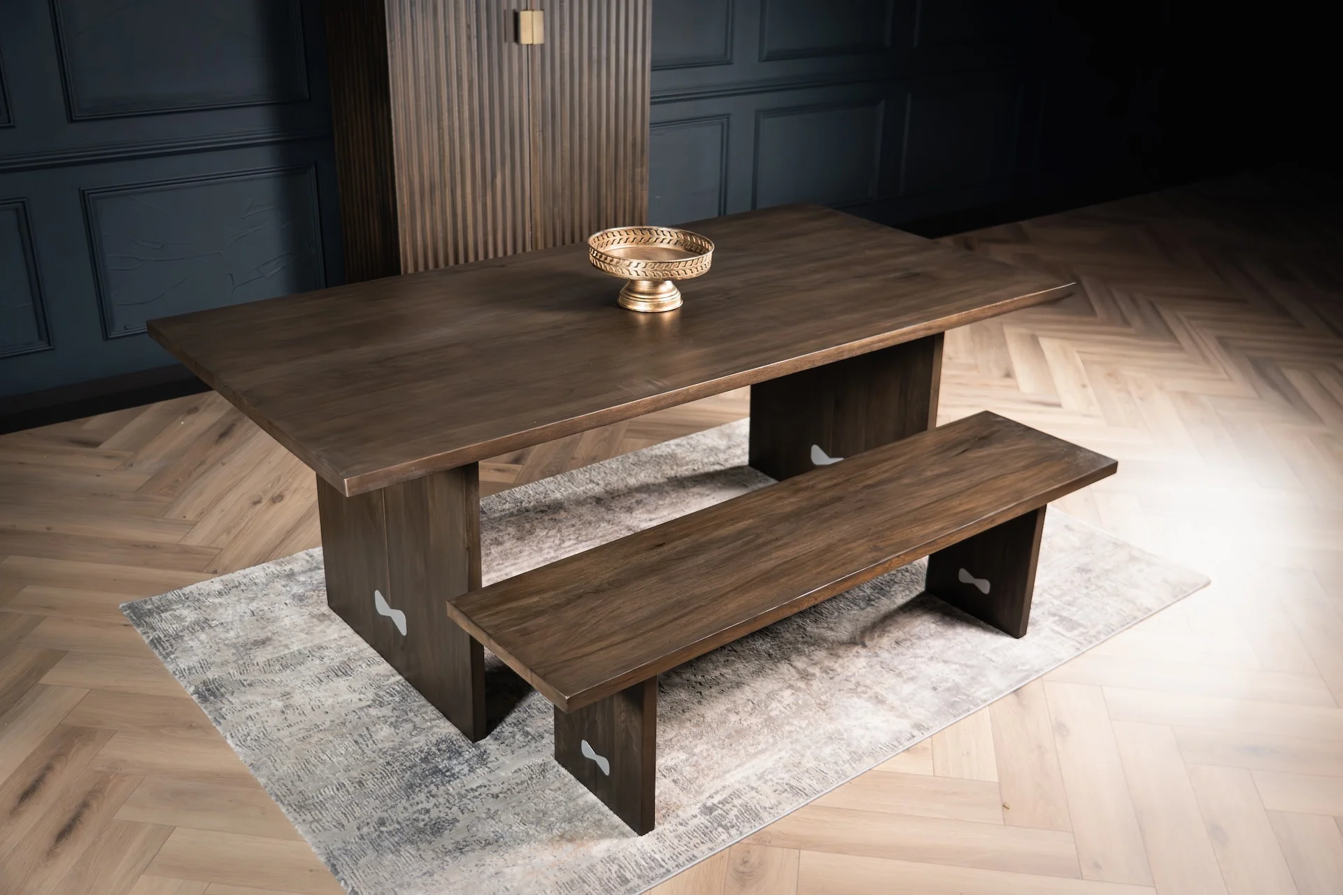 Solid Mango Wood Dark Brown Dining Table 200cm – Butterfly Pedestal Base - Image 2