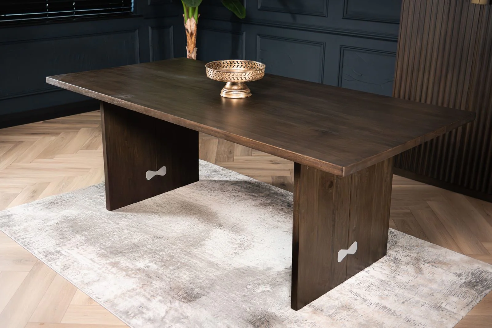 Solid Mango Wood Dark Brown Dining Table 200cm – Butterfly Pedestal Base - Image 3