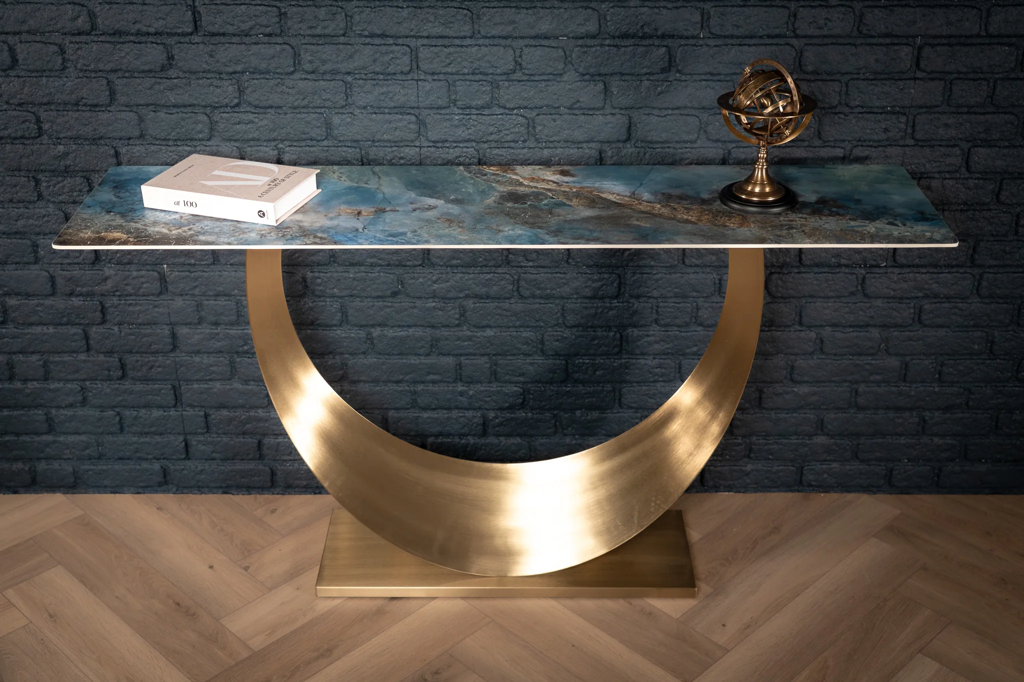 Sintered Stone Console Table Crystal Blue 160 cm – Cetona - Image 3