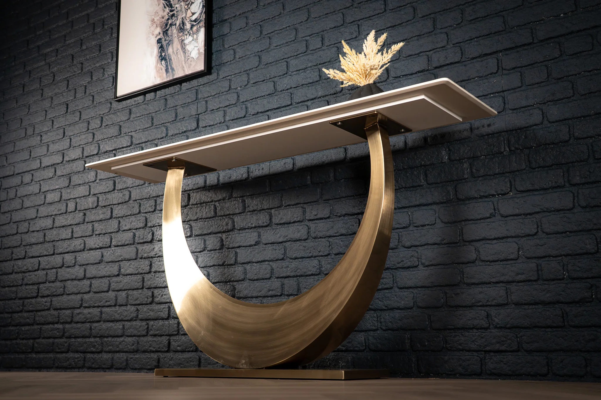 Sintered Stone Console Table White Concrete Texture 160 cm – Cetona - Image 8