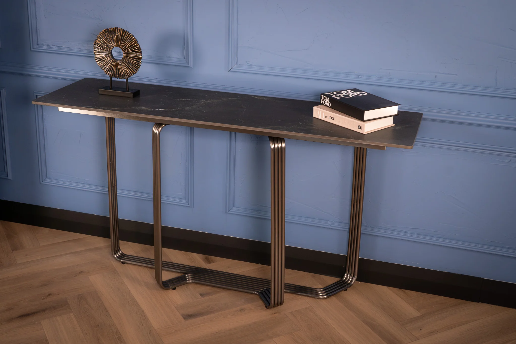 Sintered Stone Console Table Black Diamond Grey 160 cm – Bassano - Image 4