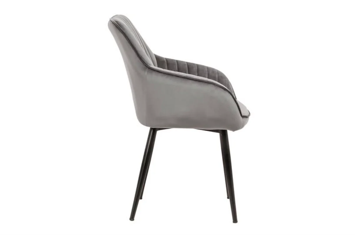 Chair TURIN with armrests velvet silver grey - Image 2