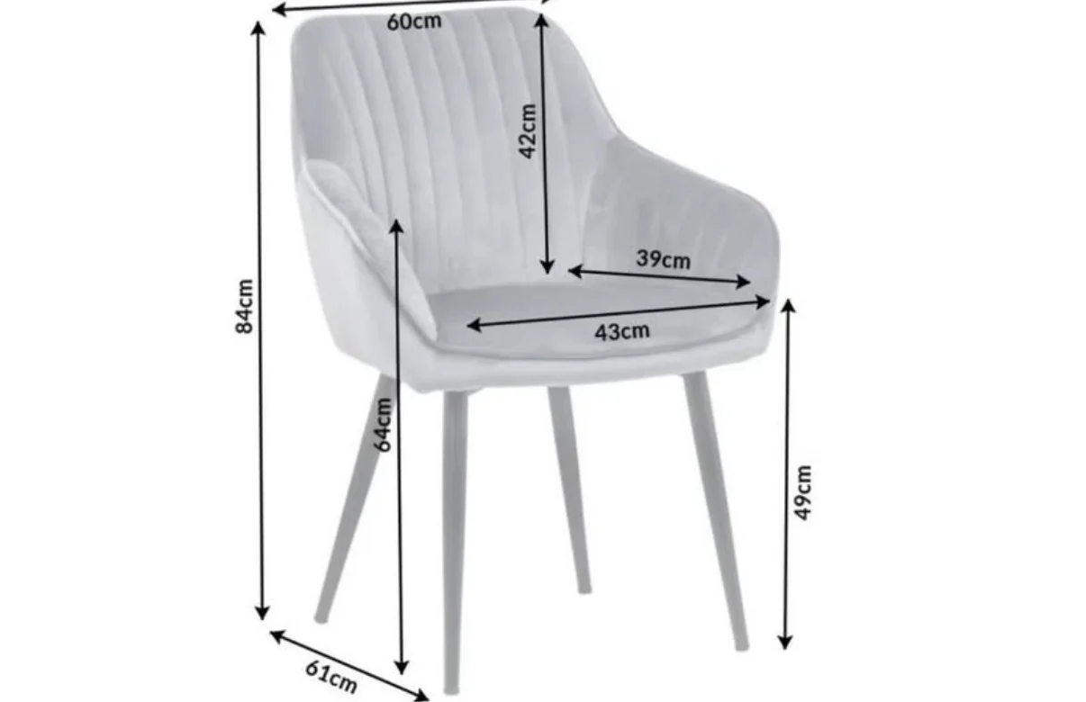 Chair TURIN with armrests velvet silver grey - Image 4