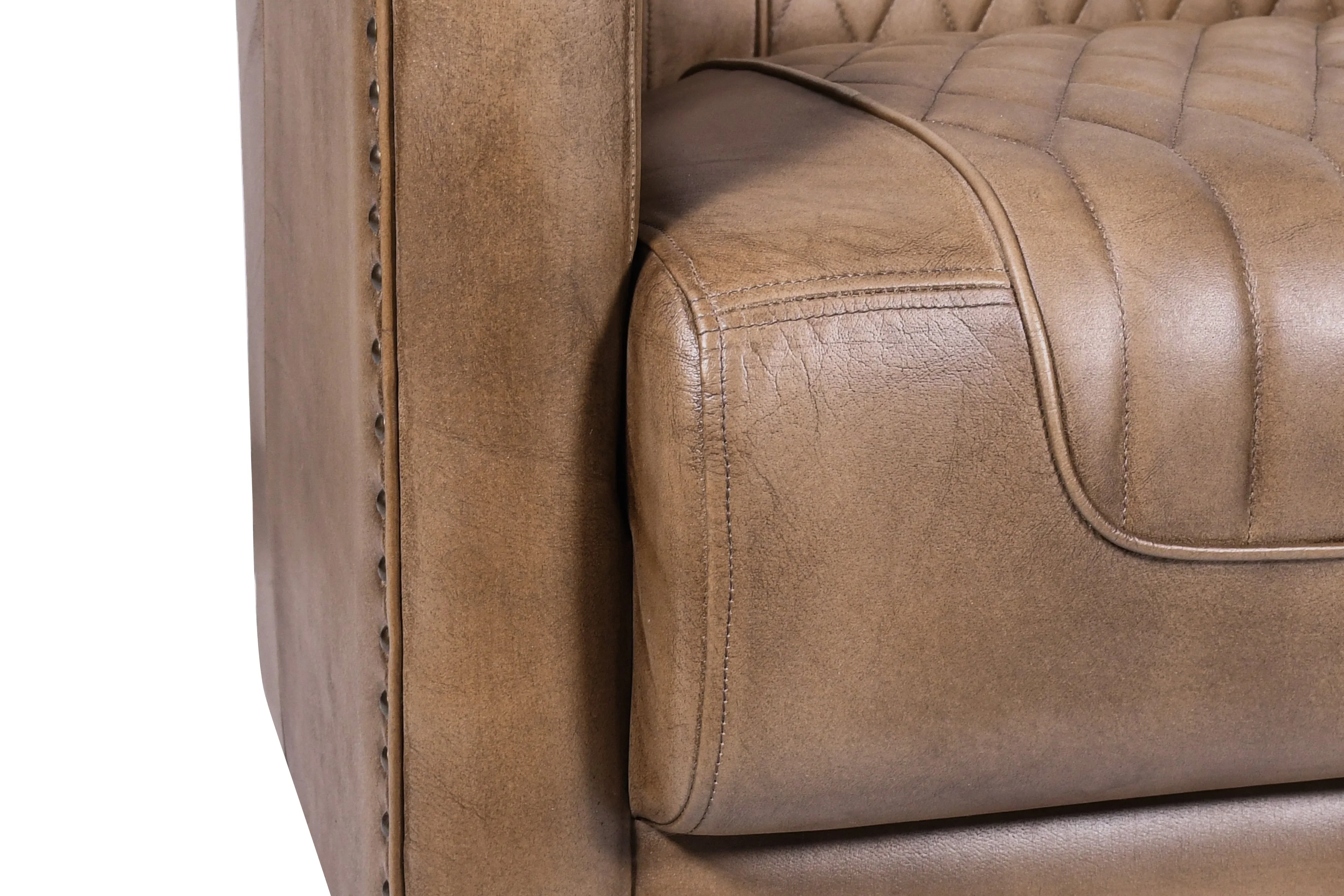Genuine Leather 3 Seater Sofa Vintage Brown 174 cm – Chicago Club Brown - Image 12