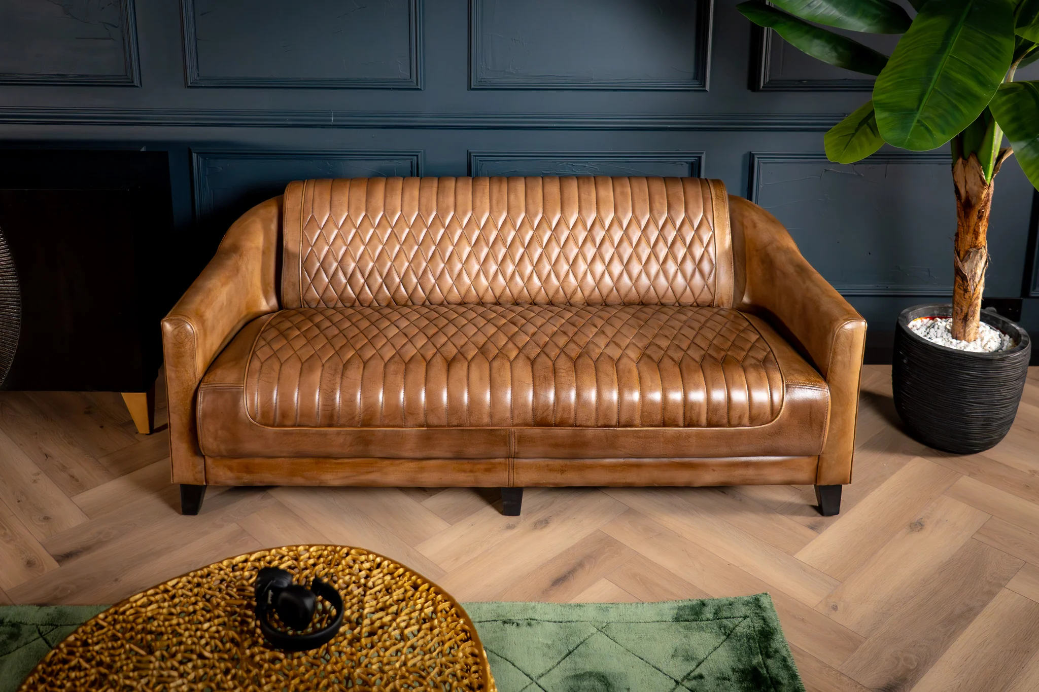Genuine Leather 3 Seater Sofa Vintage Brown 174 cm – Chicago Club Brown - Image 3