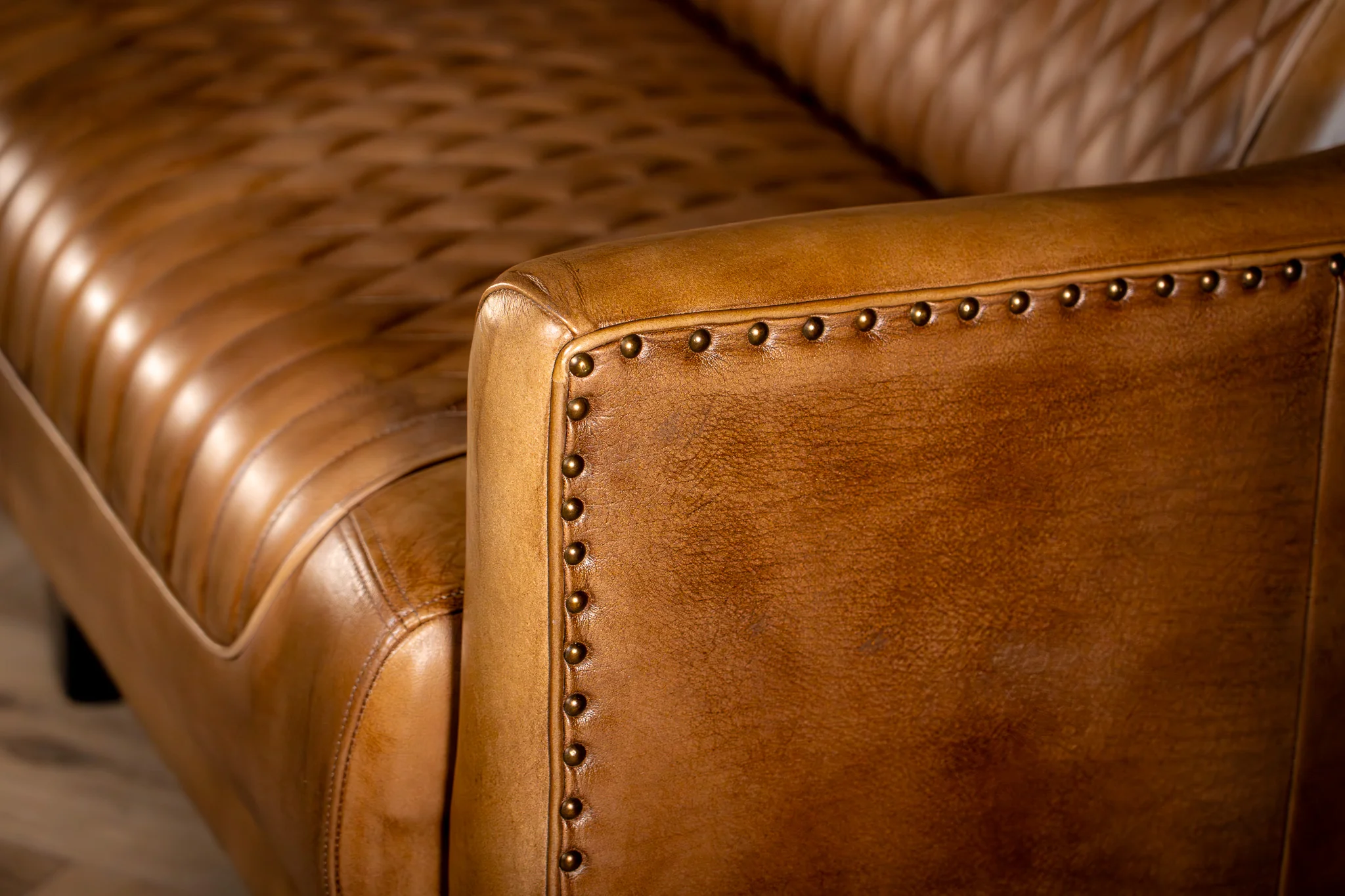 Genuine Leather 3 Seater Sofa Vintage Brown 174 cm – Chicago Club Brown - Image 5