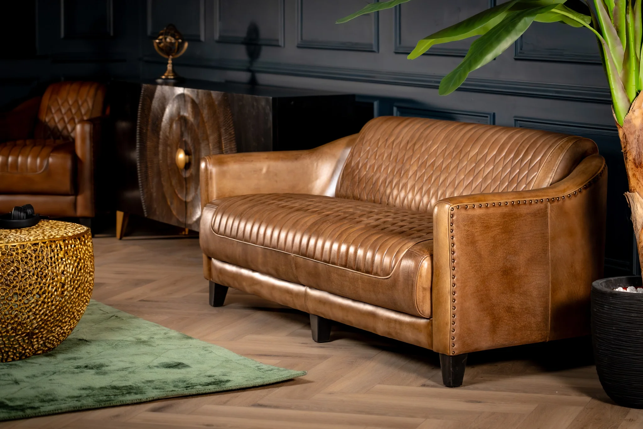 Genuine Leather 3 Seater Sofa Vintage Brown 174 cm – Chicago Club Brown - Image 8