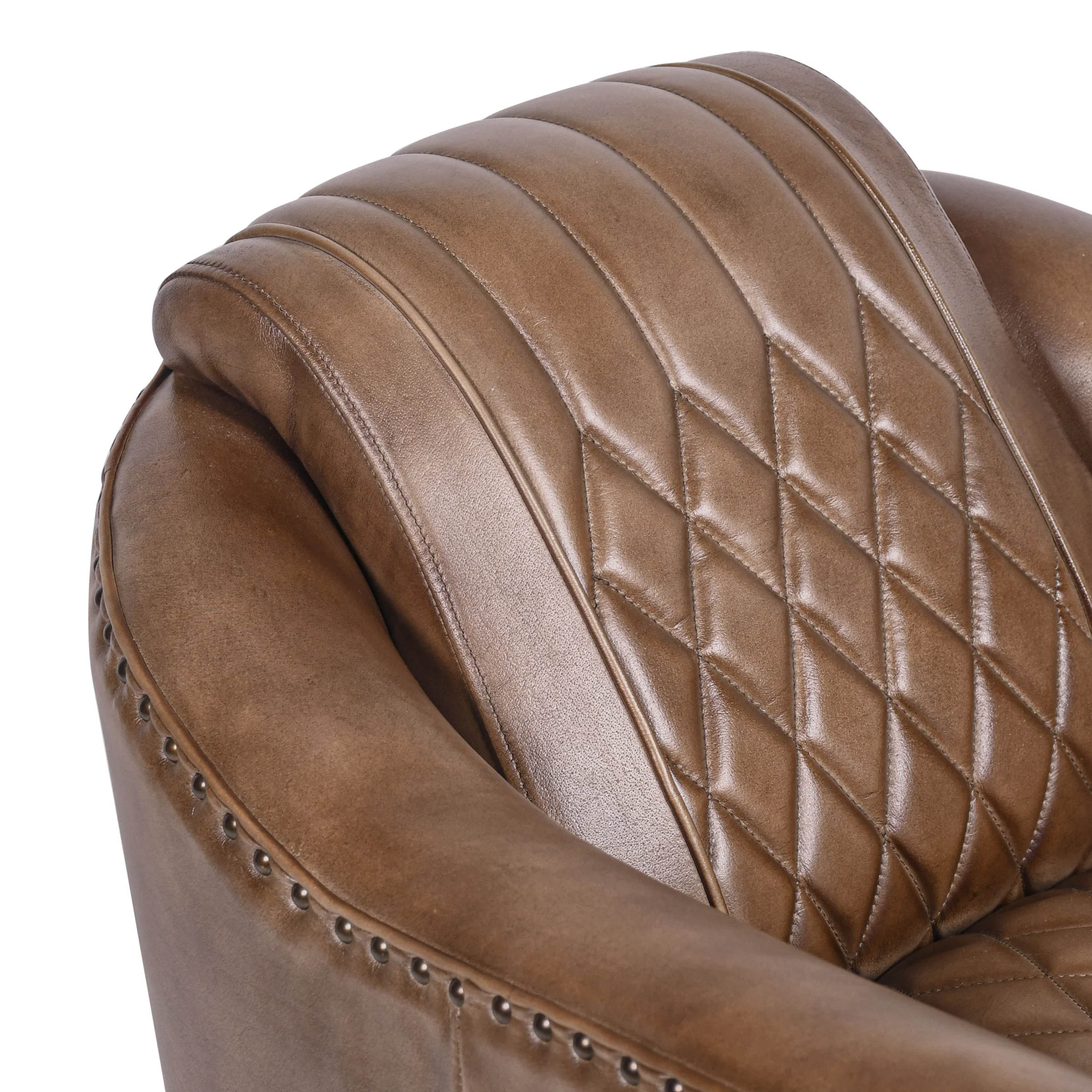 Genuine Leather Armchair Vintage Brown with Wooden Legs – Chicago Club - Image 5