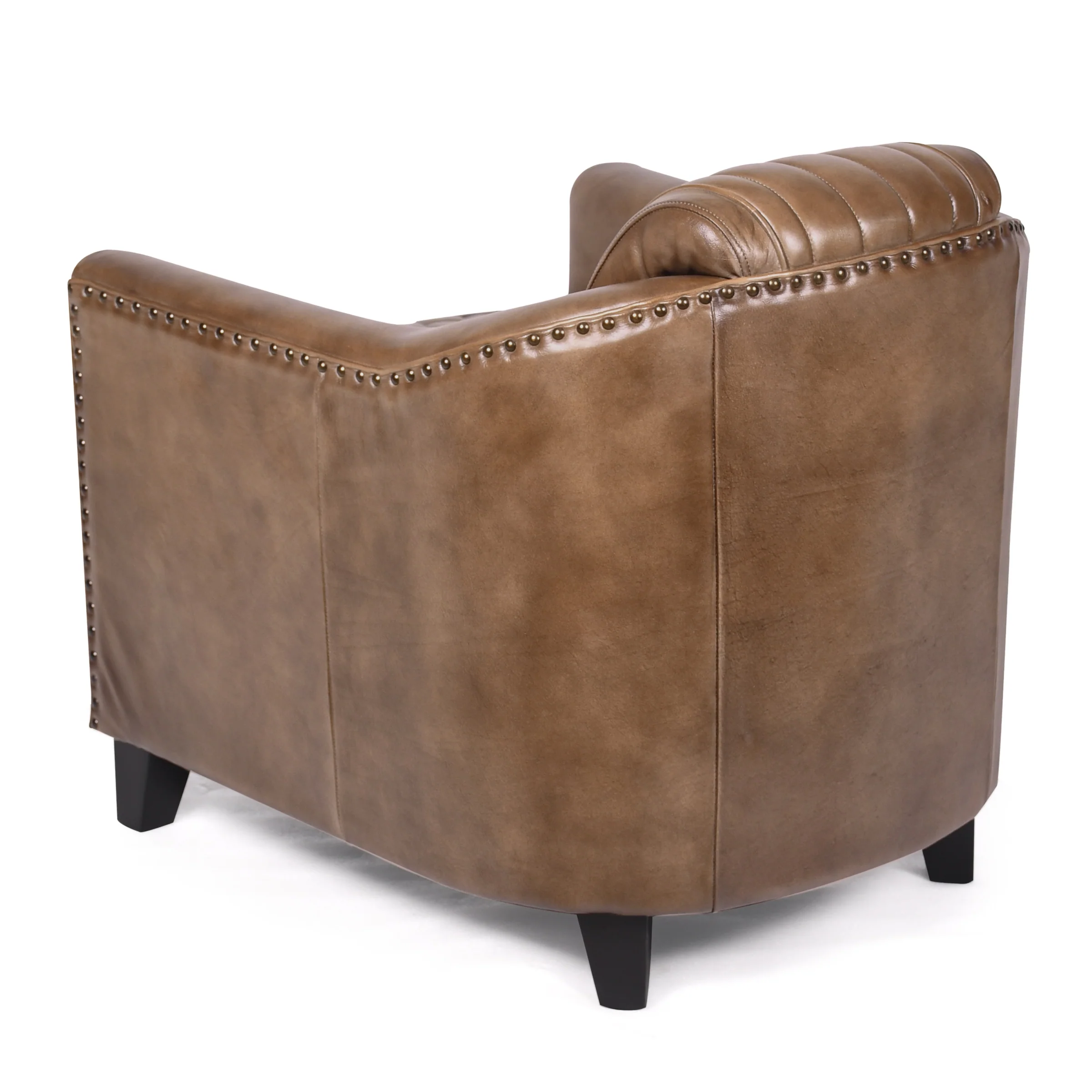Genuine Leather Armchair Vintage Brown with Wooden Legs – Chicago Club - Image 6