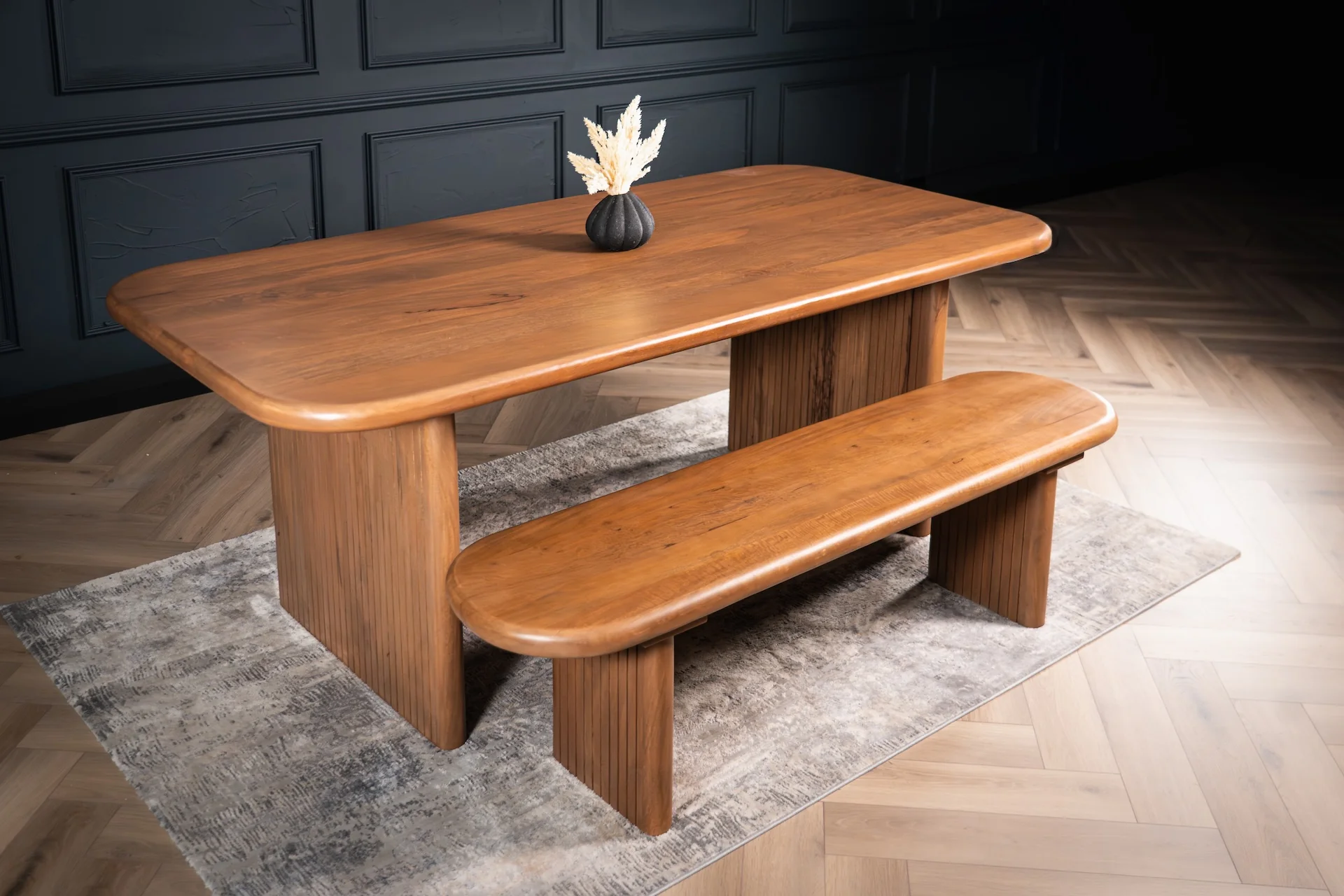 Solid Mango Wood Oval Dining Table 200cm – Como Pedestal Base with Round Edges - Image 2