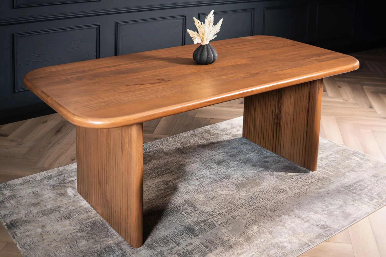 Solid Mango Wood Oval Dining Table 200cm – Como Pedestal Base with Round Edges - Image 4