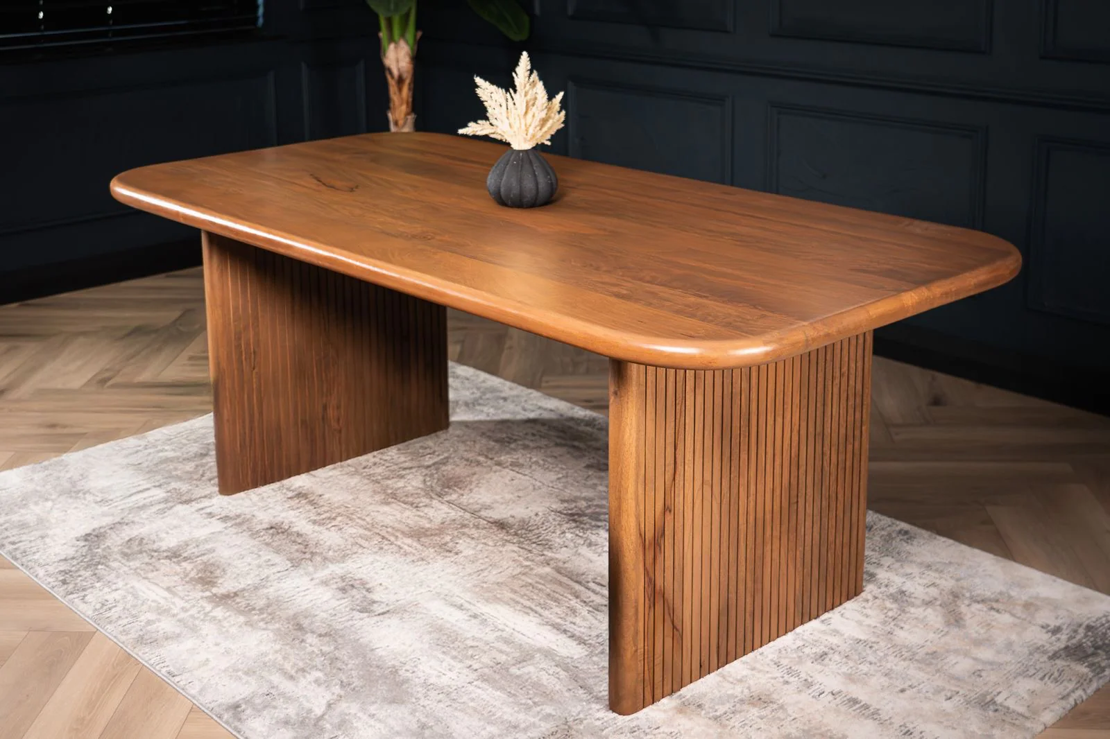 Solid Mango Wood Oval Dining Table 200cm – Como Pedestal Base with Round Edges - Image 5