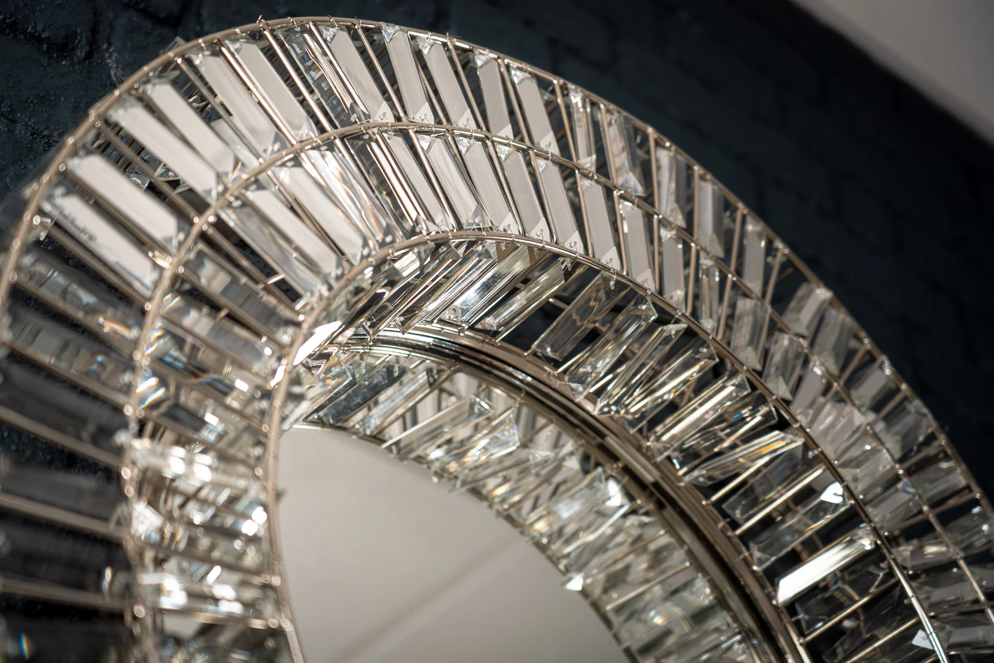 Round Mirror Wall Lamp 75 cm with Crystal Detail – Aurora Crystal - Image 12