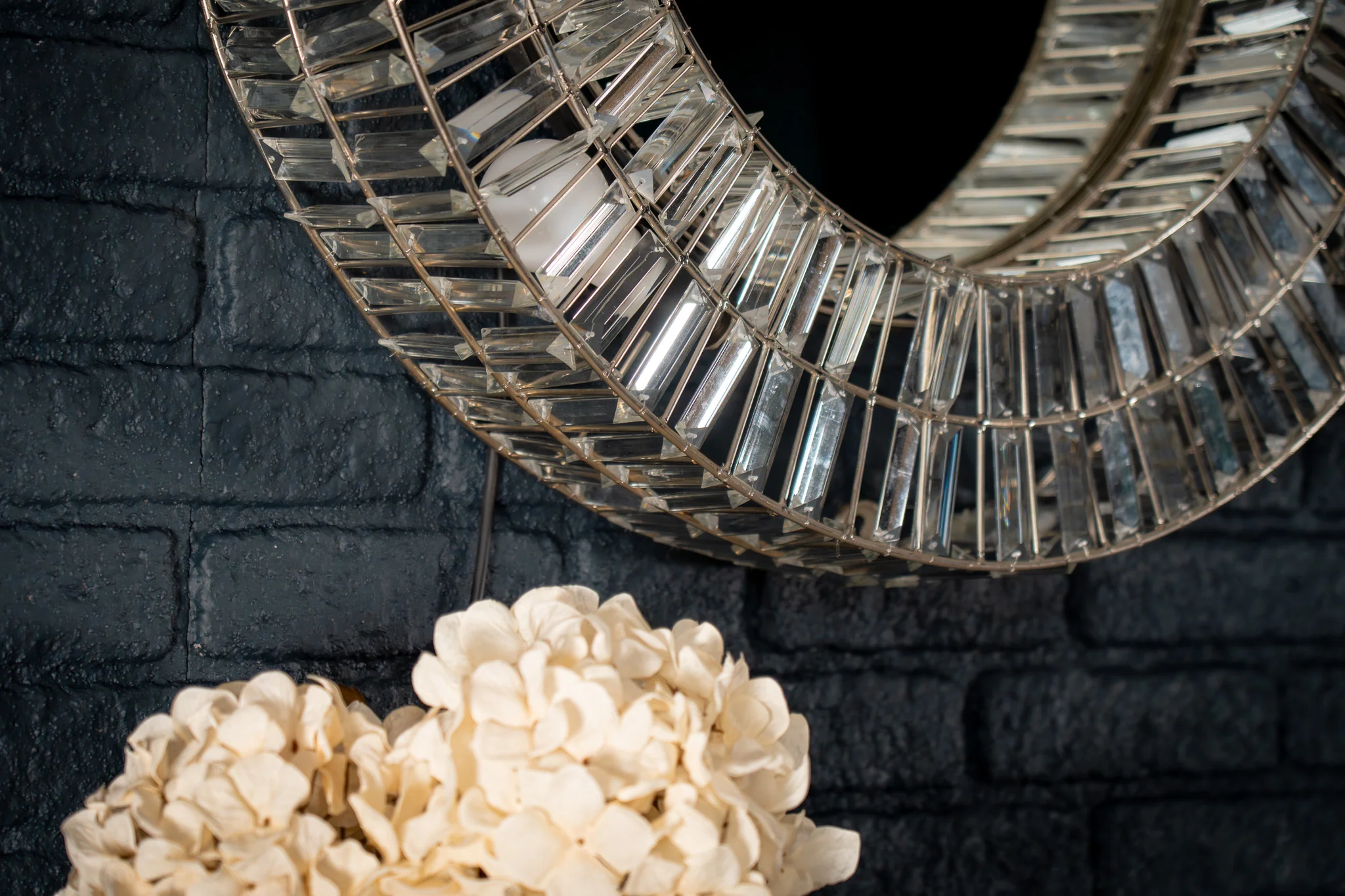 Round Mirror Wall Lamp 75 cm with Crystal Detail – Aurora Crystal - Image 13
