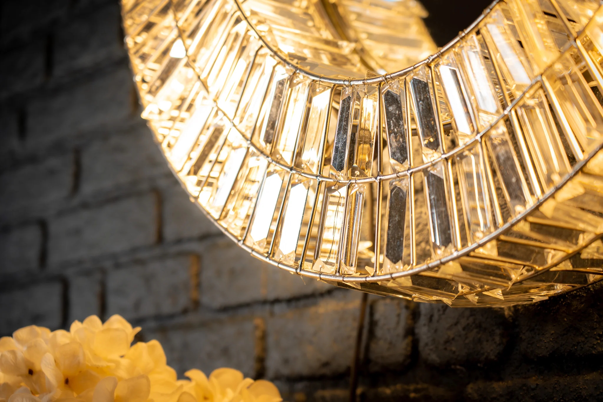 Round Mirror Wall Lamp 75 cm with Crystal Detail – Aurora Crystal - Image 5