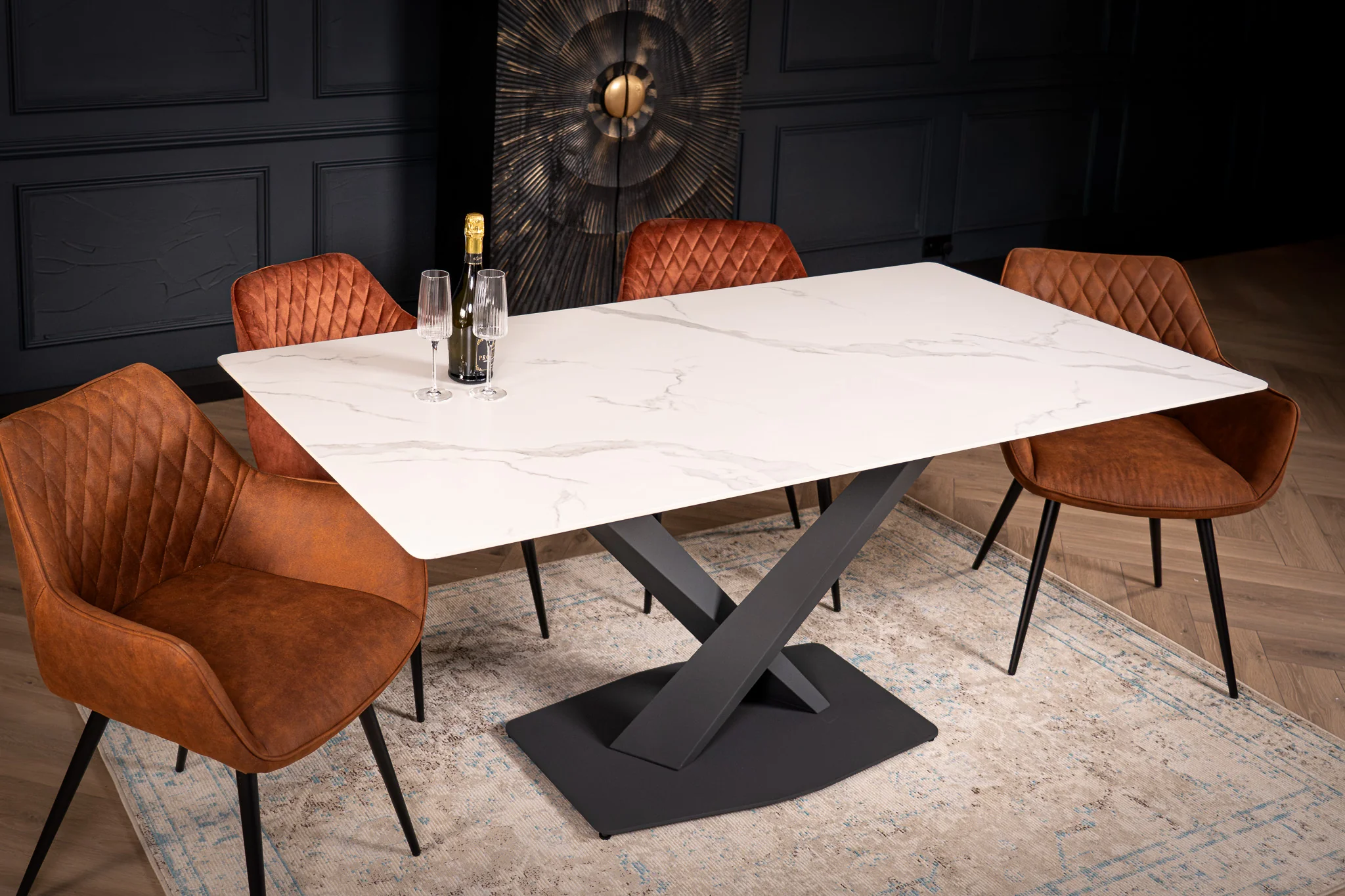 Sintered Stone Dining Table 180cm – Eleganza White Marble