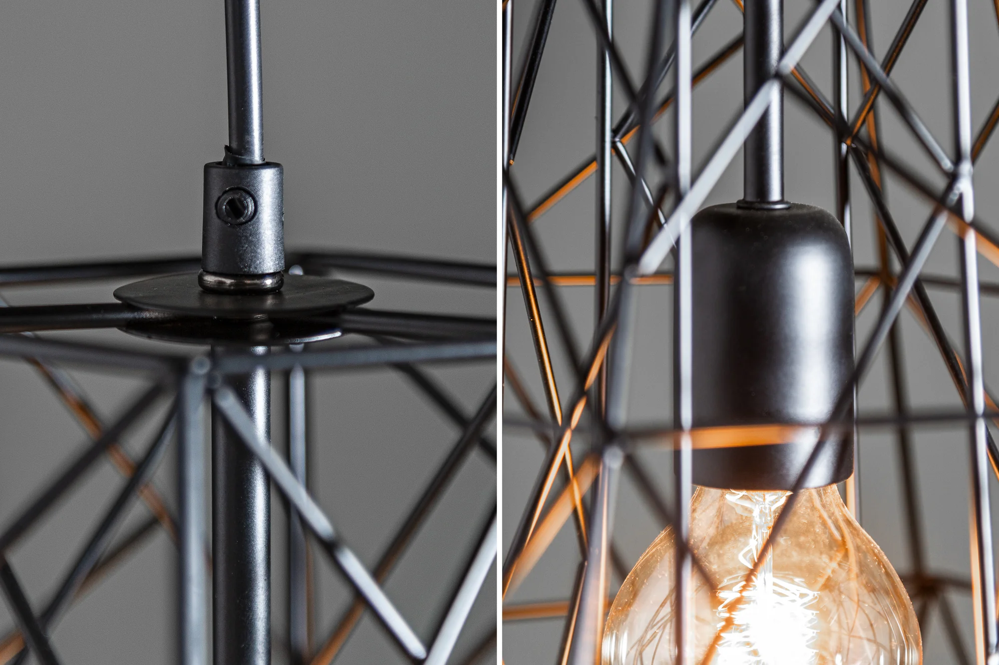 Industrial Cage Pendant Light 36 cm in Black – Filigree - Image 3