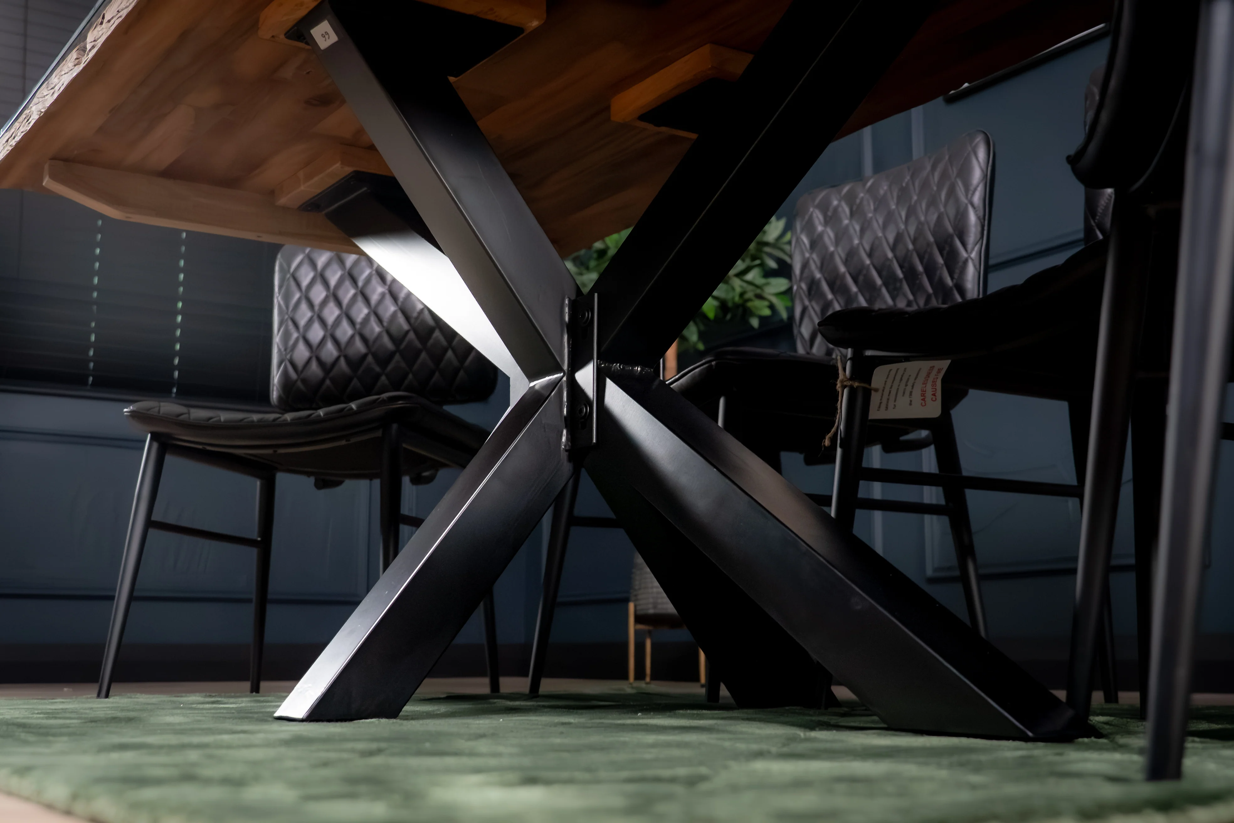 Recycled Wood Dining Table 180cm – Forest Glass Top Spider Frame I 90 cm wide - Image 7